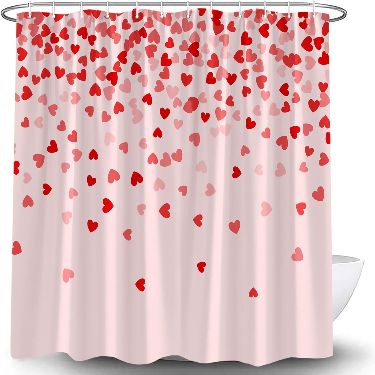 Valentines Love Heart Shower Curtain Set 1