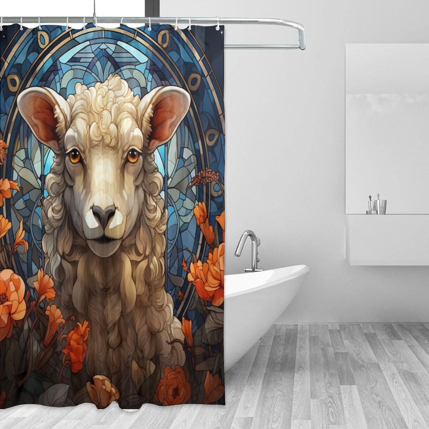 DAOWANGZUO Sheep Shower Curtain Set 72x72in