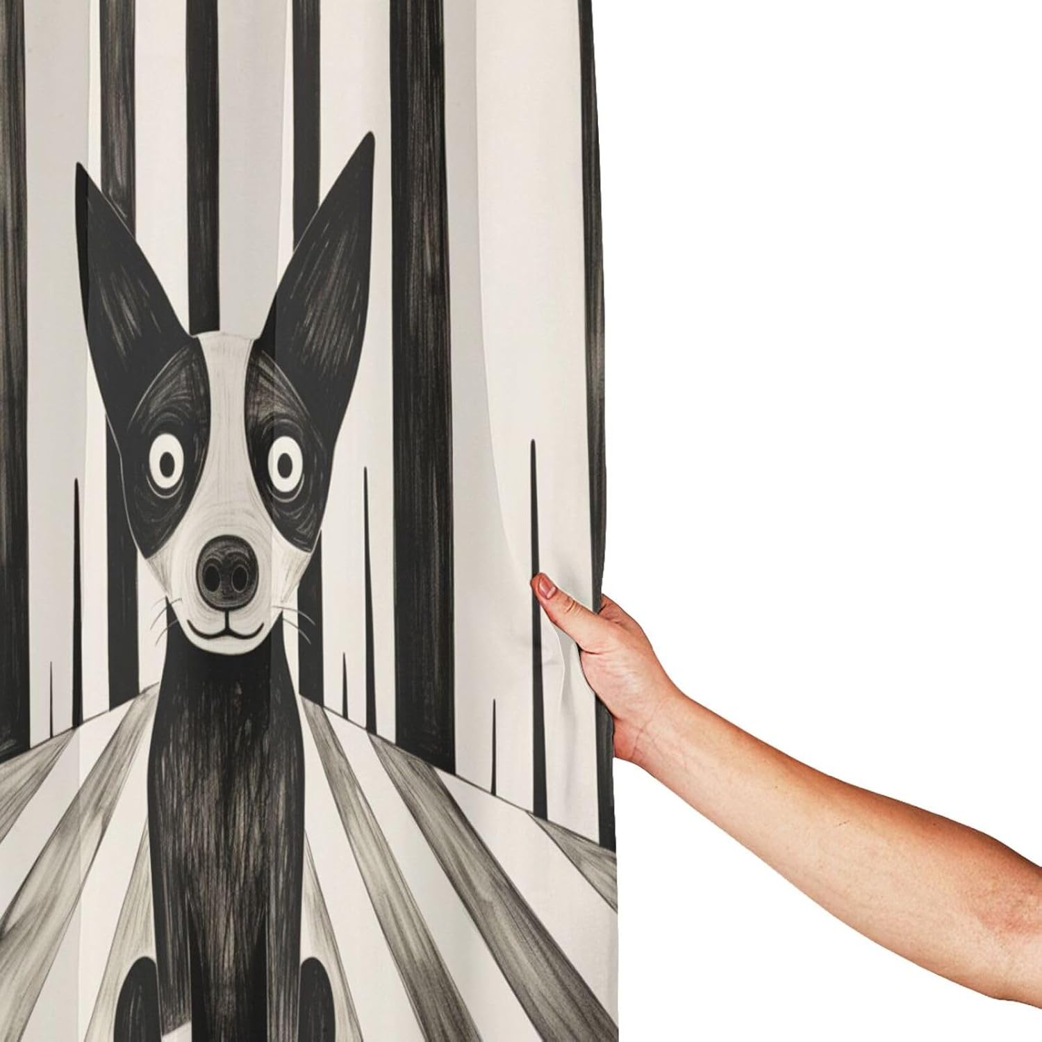 Abstract Dog Shower Curtain Set with 12 Hooks 72x72in