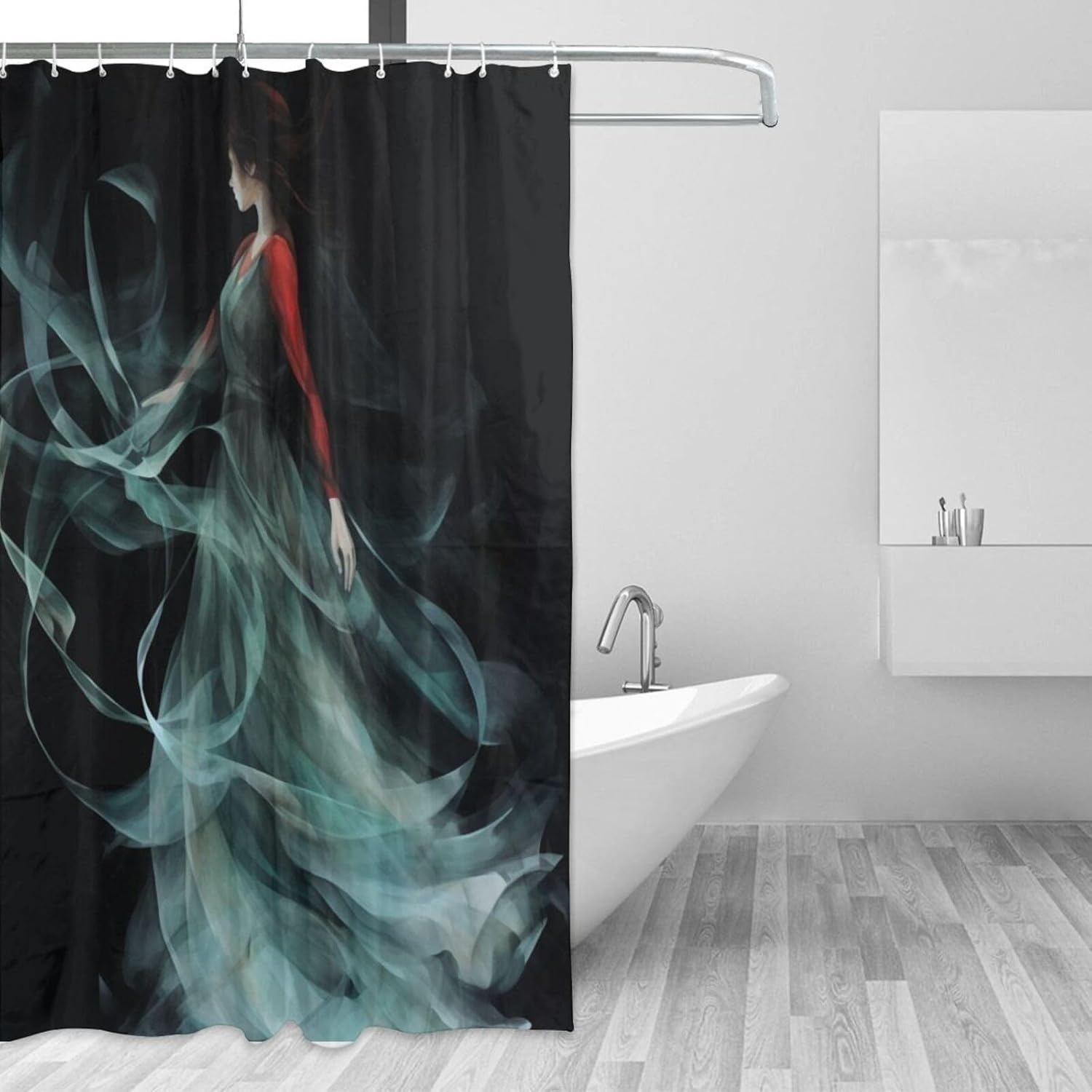 Dancing Girl Shower Curtain Set with 12 Hooks