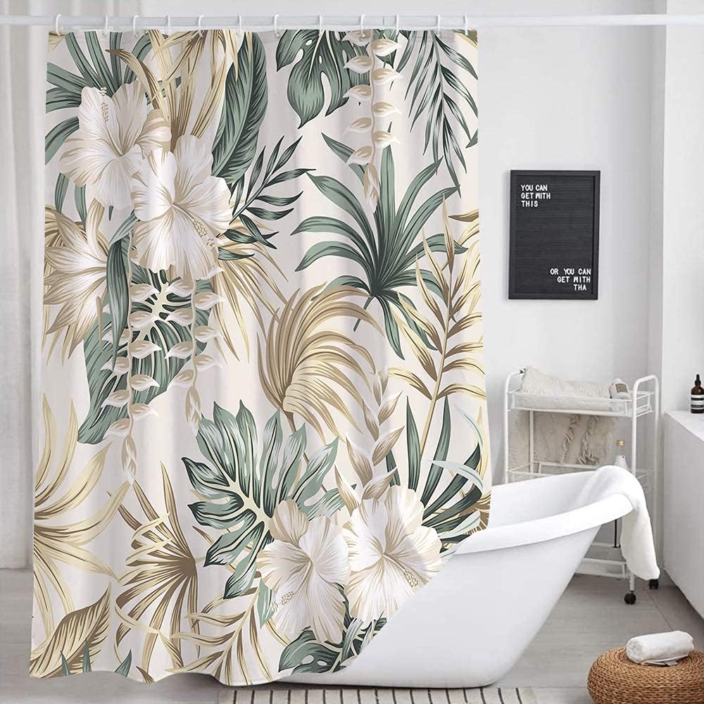 DYNH Tropical Flower Shower Curtain Set