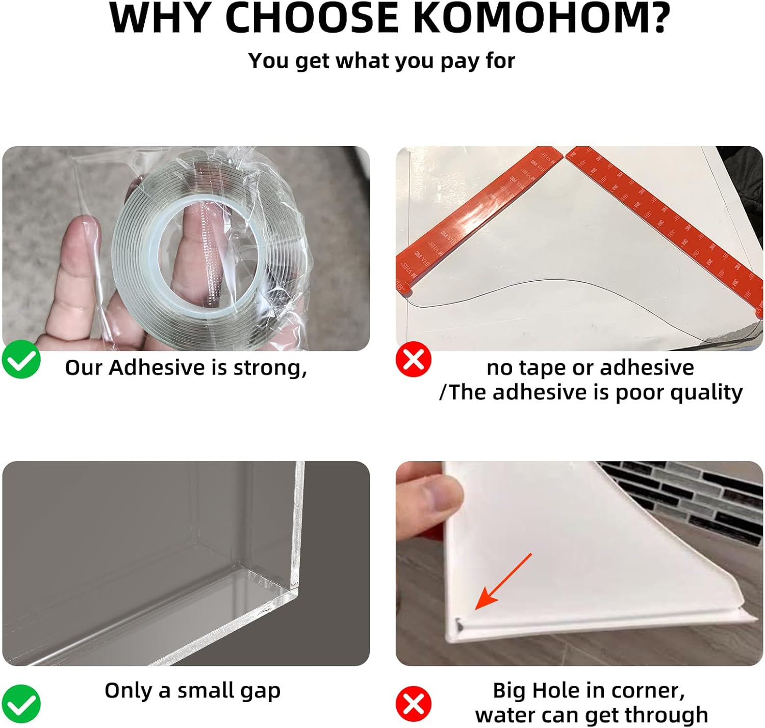 KOMOHOM Shower Splash Guard for Bathtub Corner