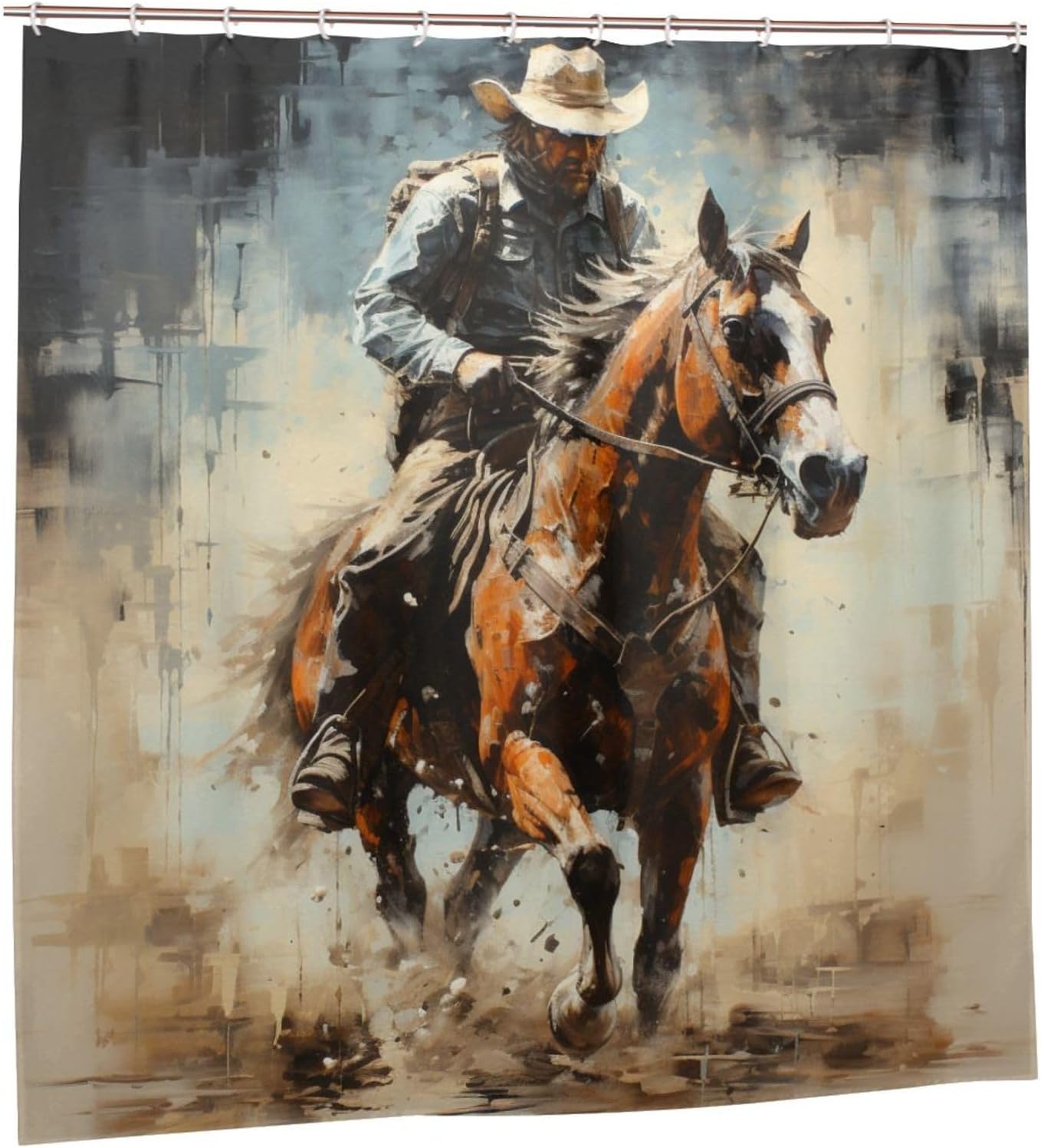 DAOWANGZUO Riding Cowboy Shower Curtain Set 1
