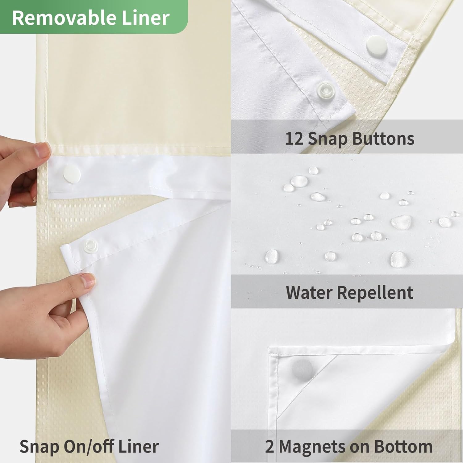 Eachope Extra Long Waffle Weave Shower Curtain Set
