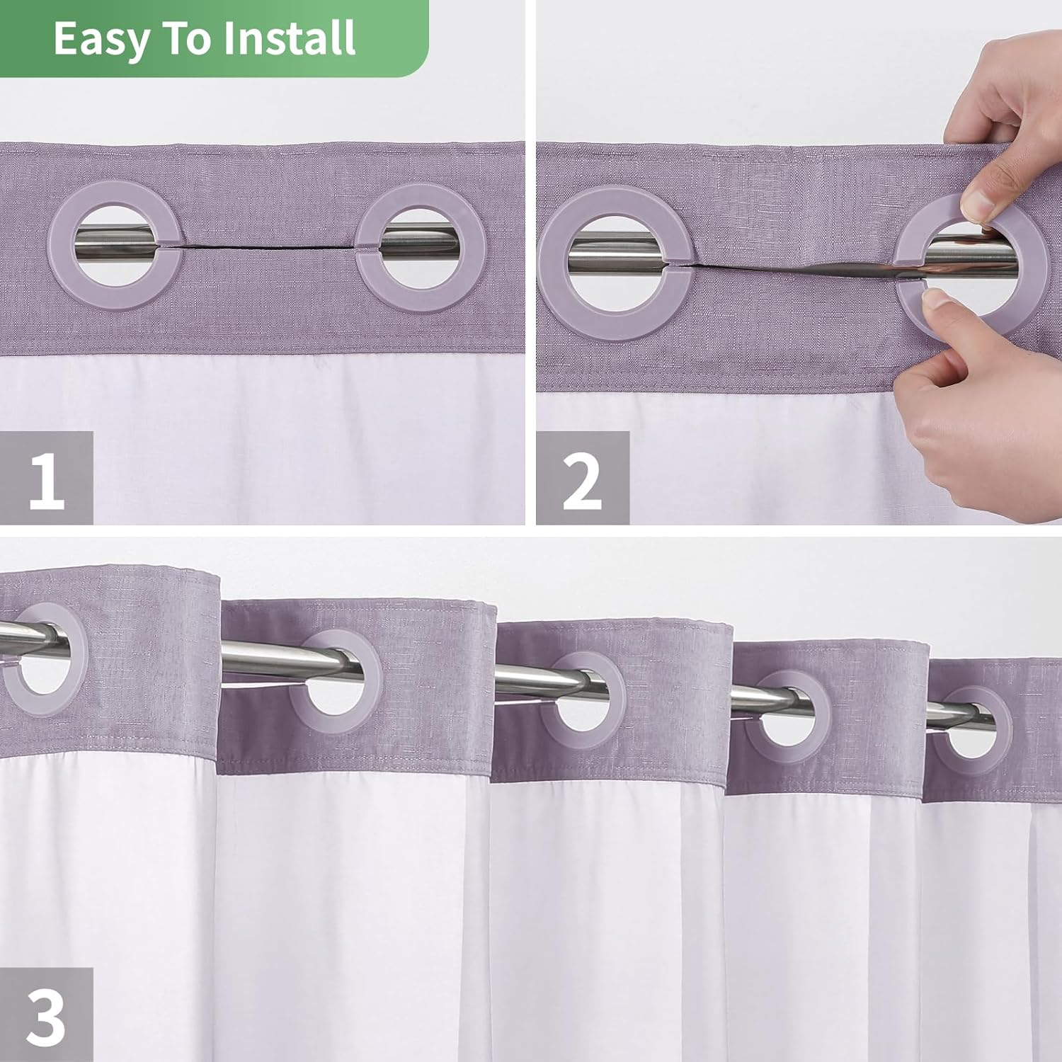 Lavender Shower Curtain Set with Snap-in Liner Hotel Style 71x74
