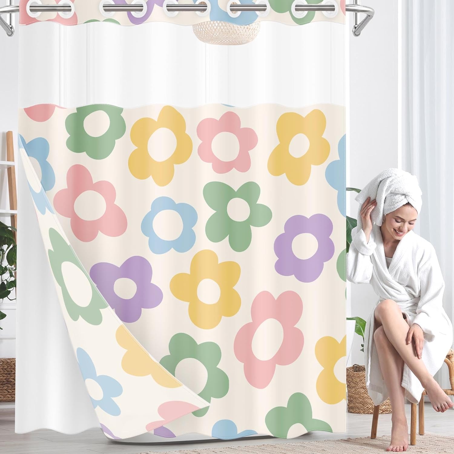 Culudea Vintage Flower Shower Curtain Set 1