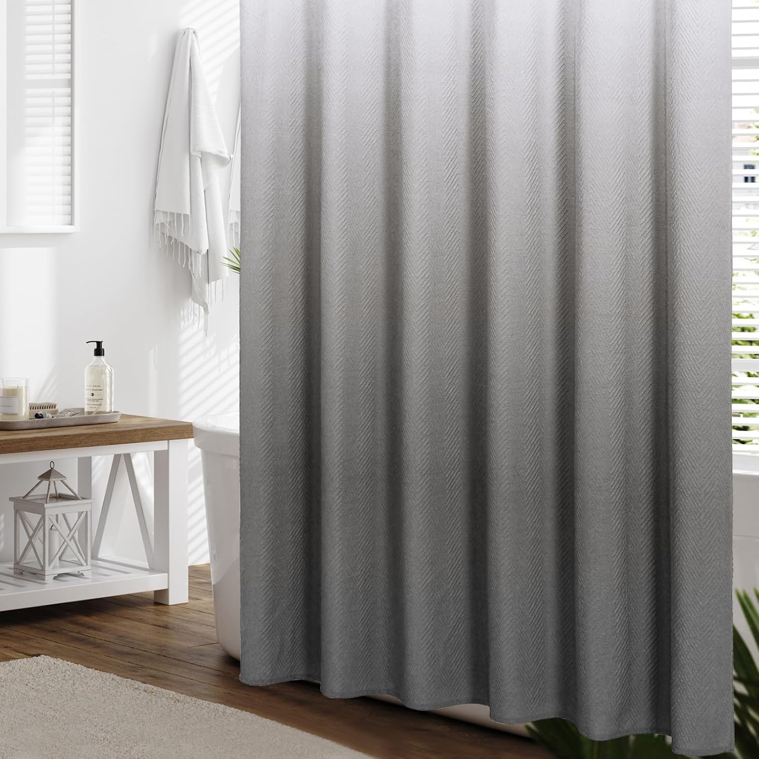 Gibelle Ombre Grey 3D Textured Shower Curtain Set