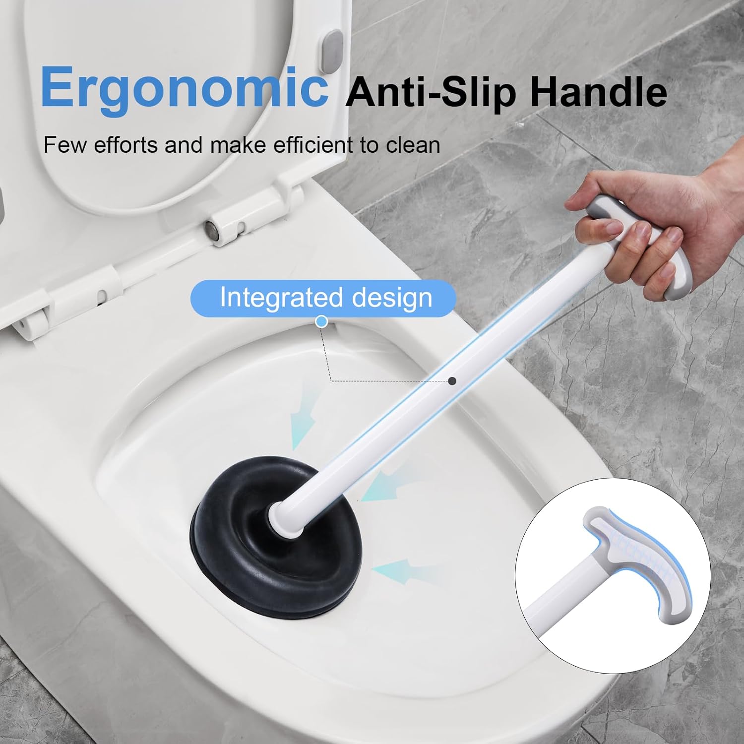 HAMITOR Toilet Plunger Brush Combo Set with Holder