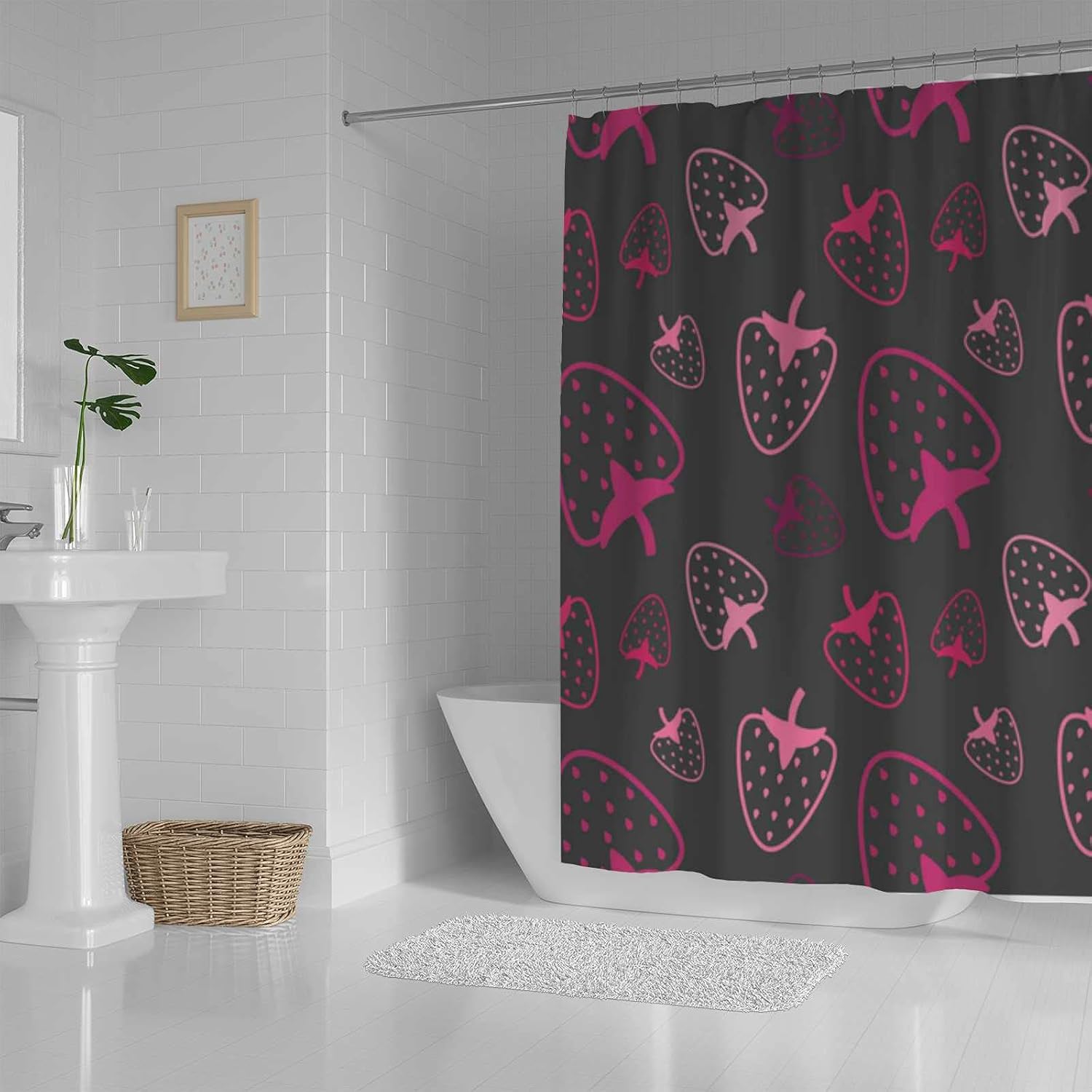 Waterproof Shower Curtain with 12 Plastic Hooks 60x72in