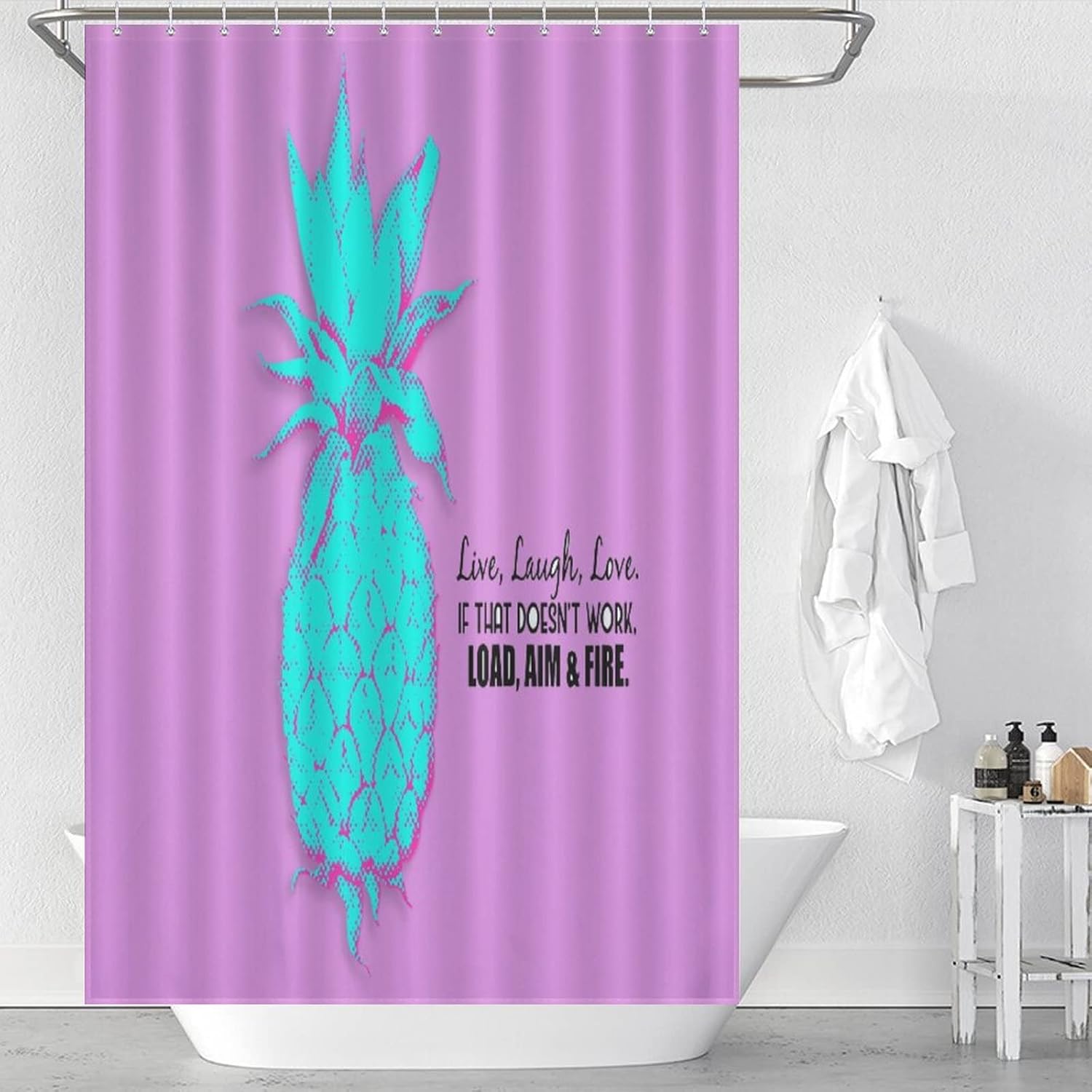 Pineapple Shower Curtain with 12 Hooks 48x72 Inch 1