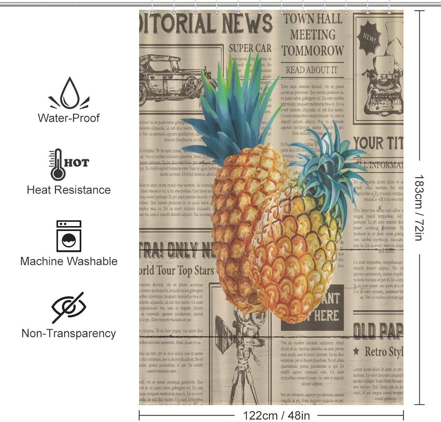 Sweet Natural Food Shower Curtain Set 48x72inch