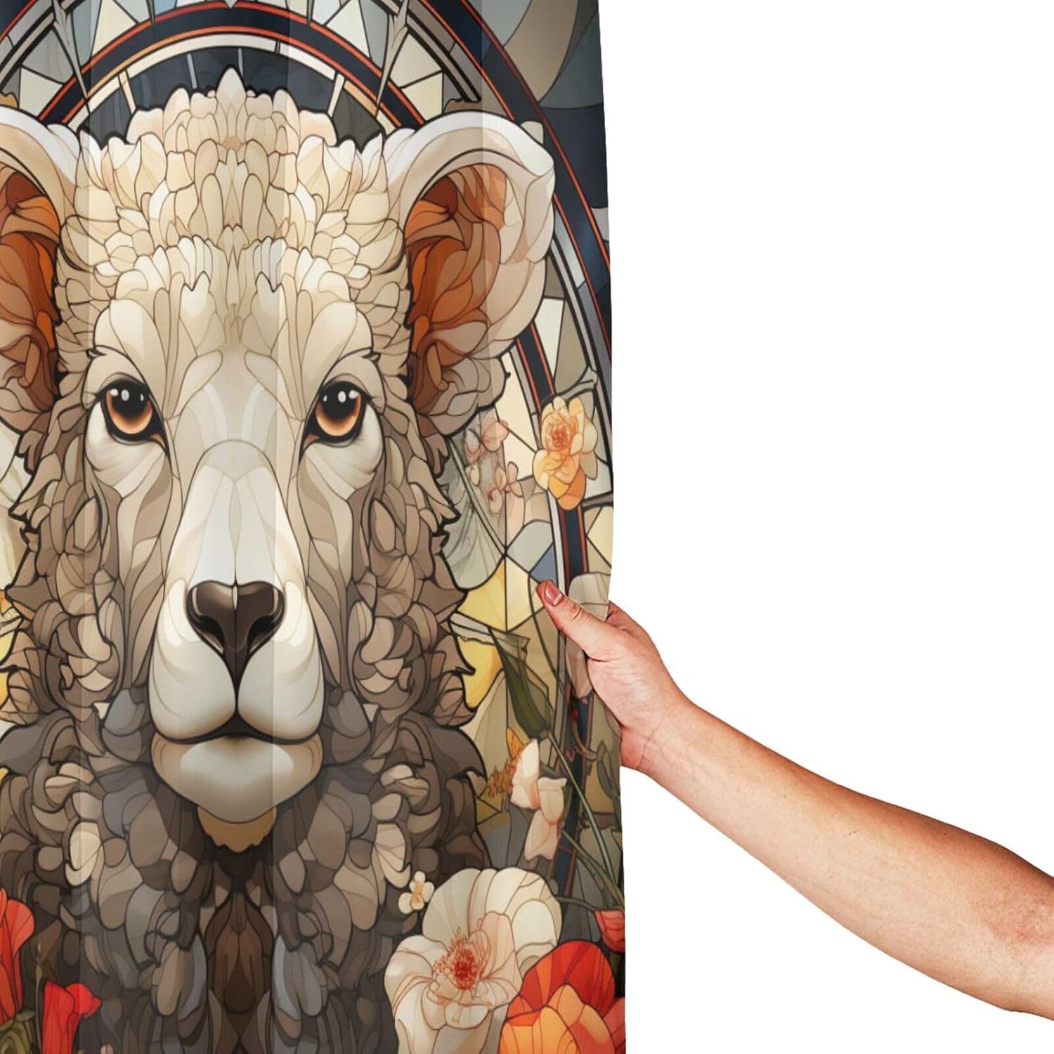 DAOWANGZUO Sheep Shower Curtain Set with 12 Hooks 72x72in 1