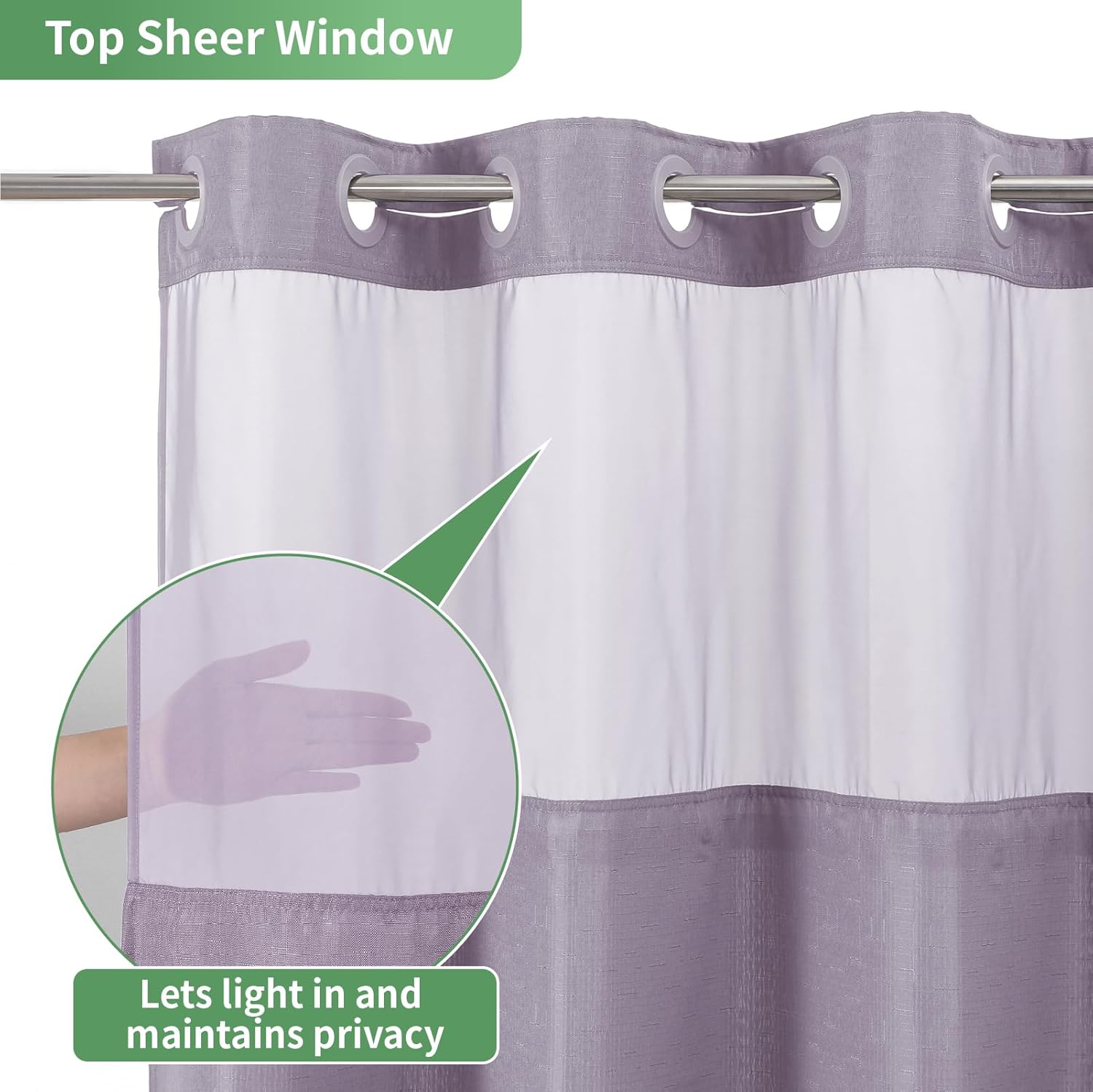 Lavender Shower Curtain Set with Snap-in Liner Hotel Style 71x74