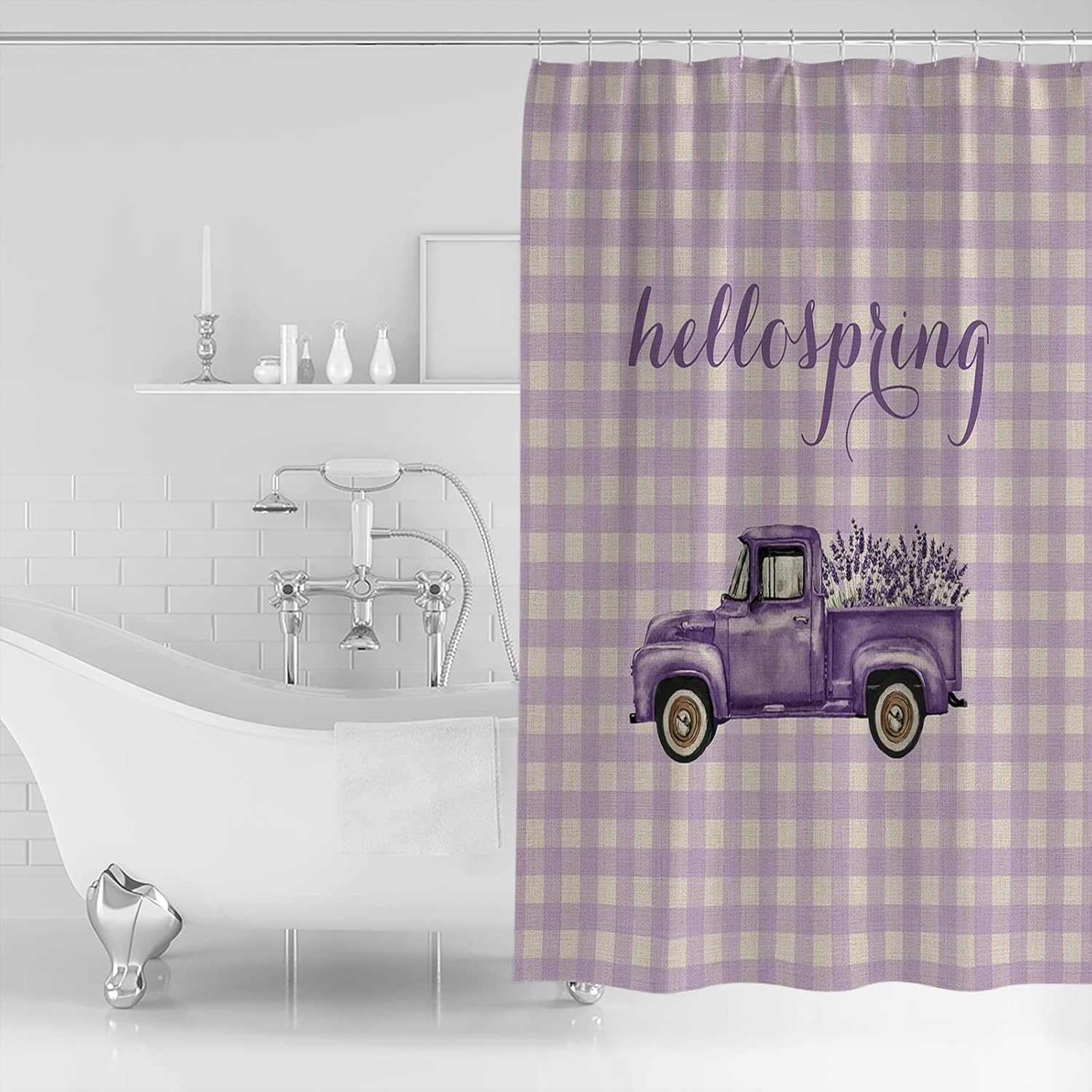 Hello Spring Polyester Shower Curtain 72x84 Inches