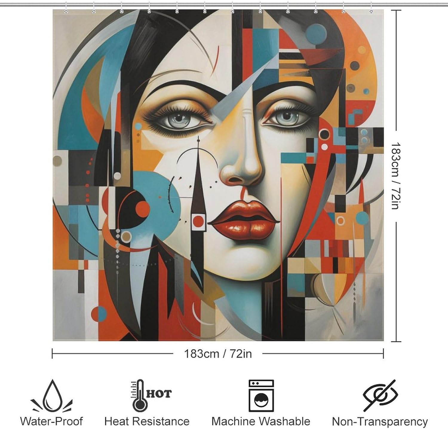 DAOWANGZUO Female Face Shower Curtain Set 72x72in