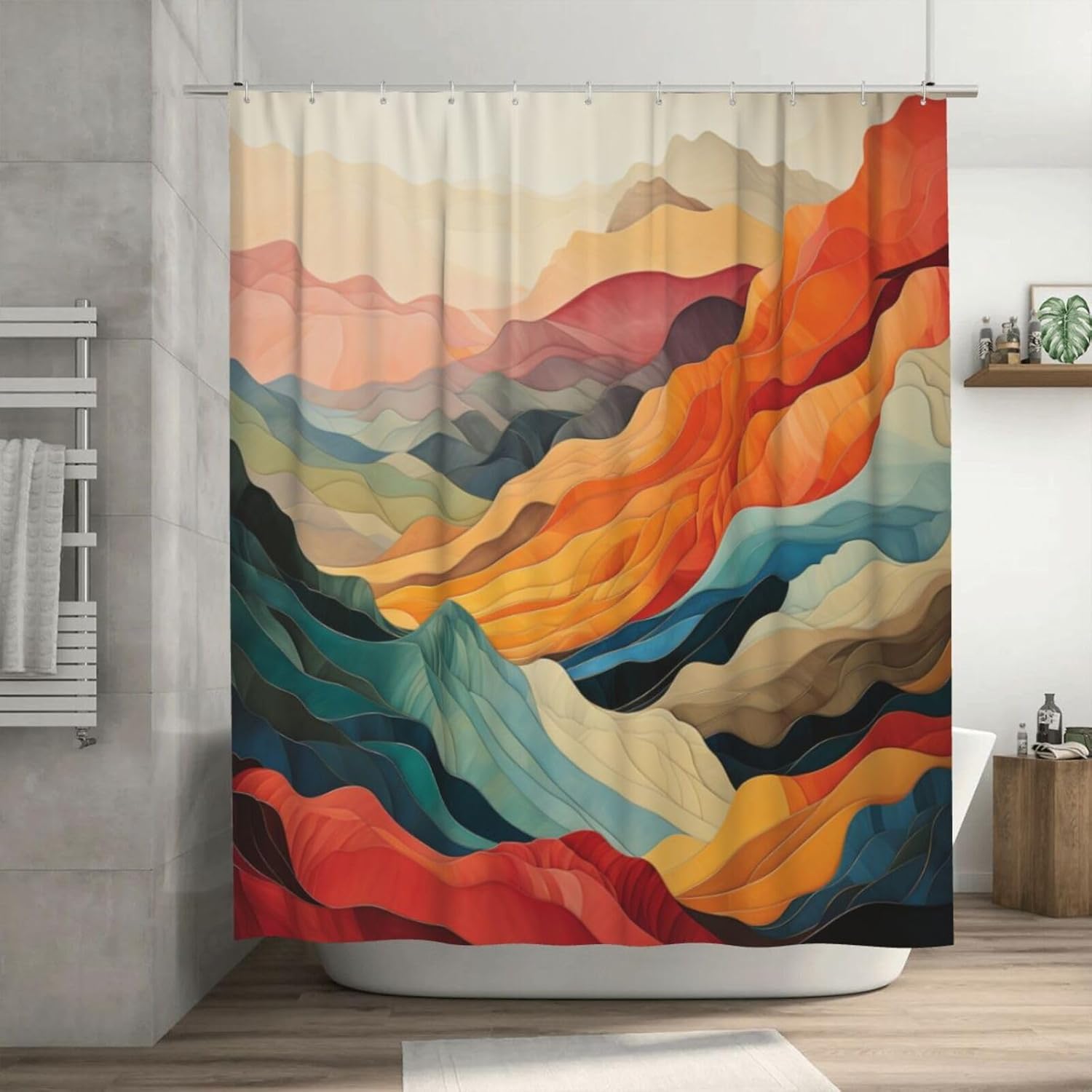 DAOWANGZUO Mountain Shower Curtain Set 72x72in 1