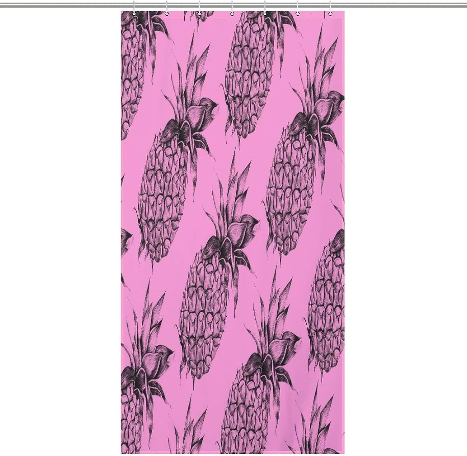Pineapple Yellow Funny Shower Curtain with 12 Hooks