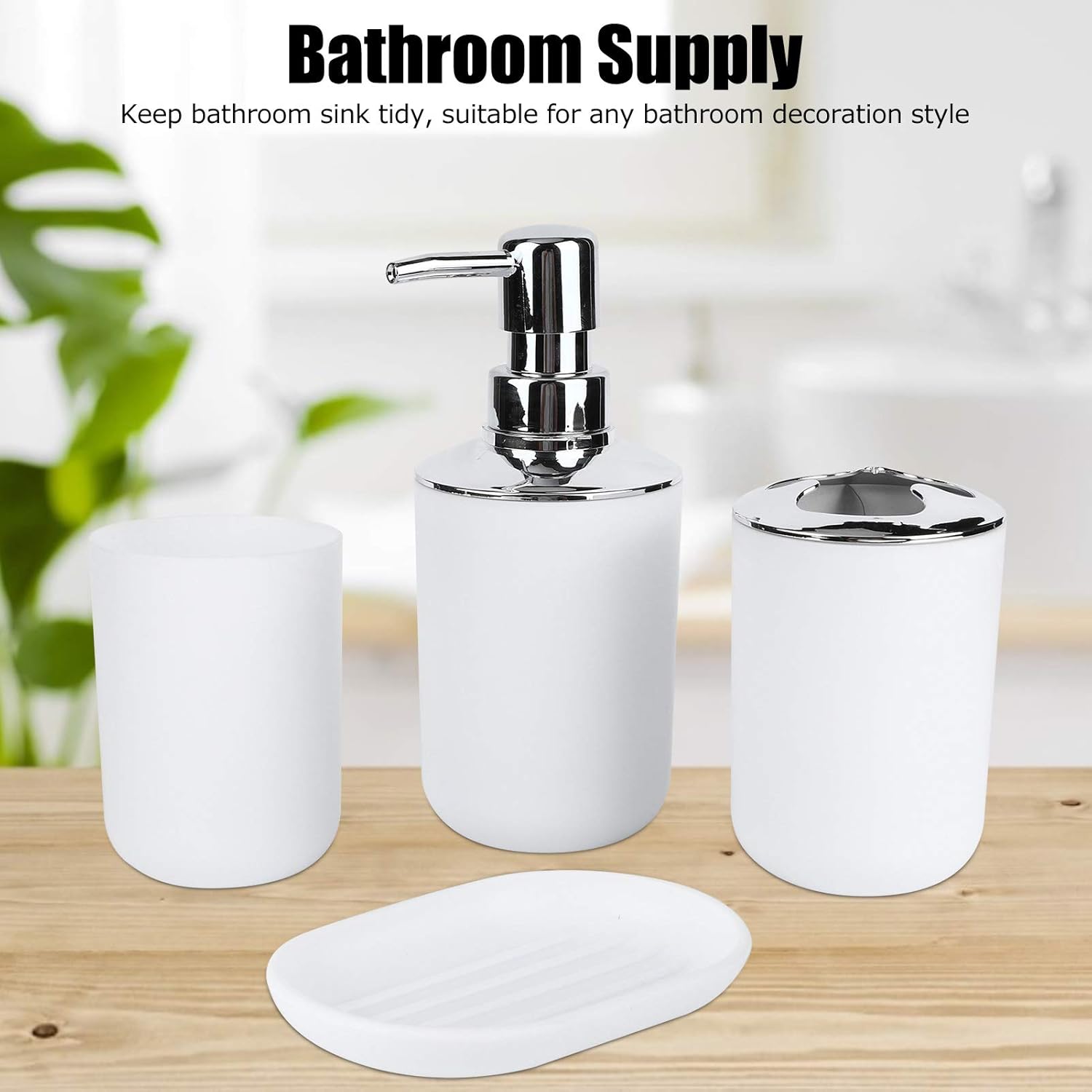 PerGar 4Pcs White Bathroom Accessory Set