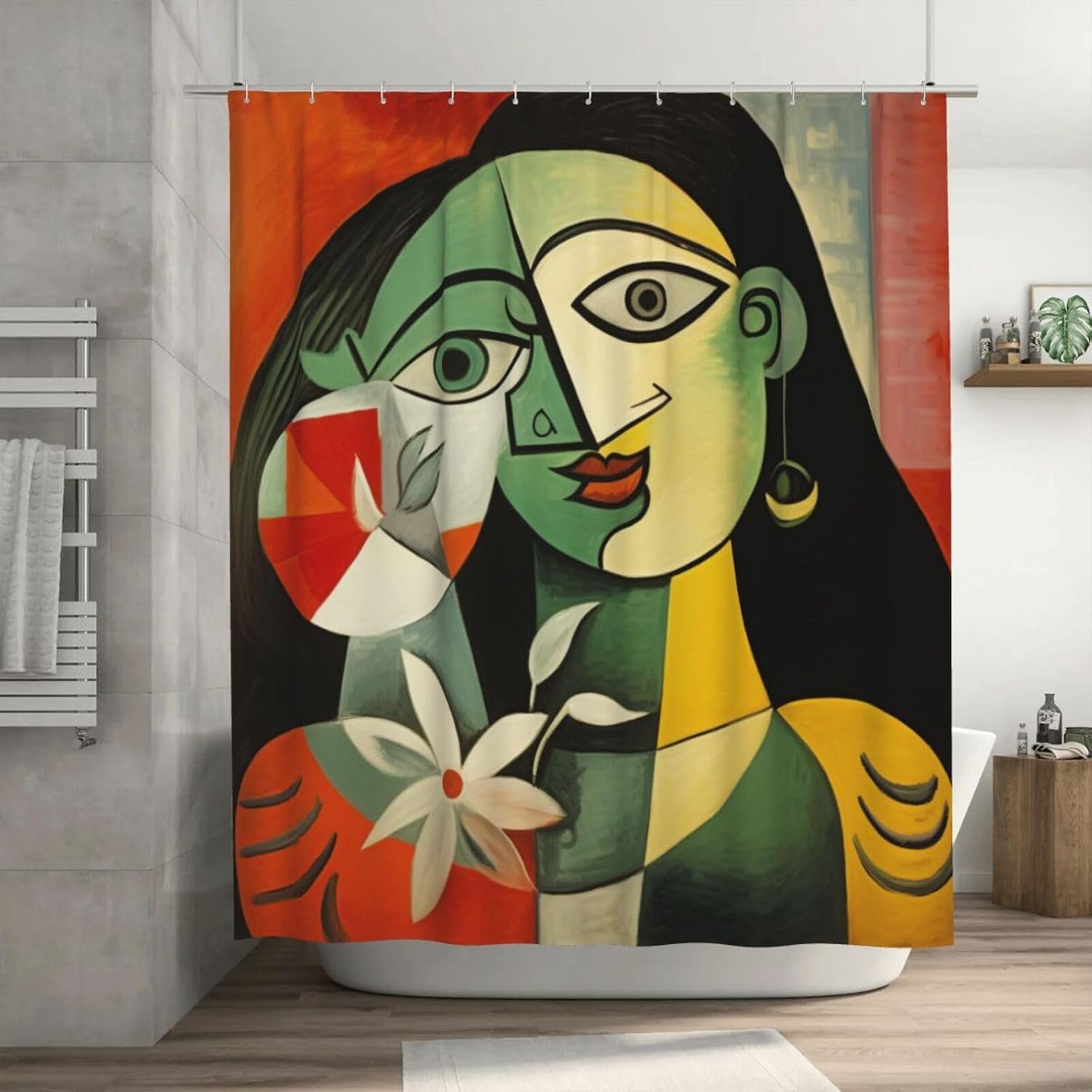 DAOWANGZUO Laughing Girl Shower Curtain Set 72x72in