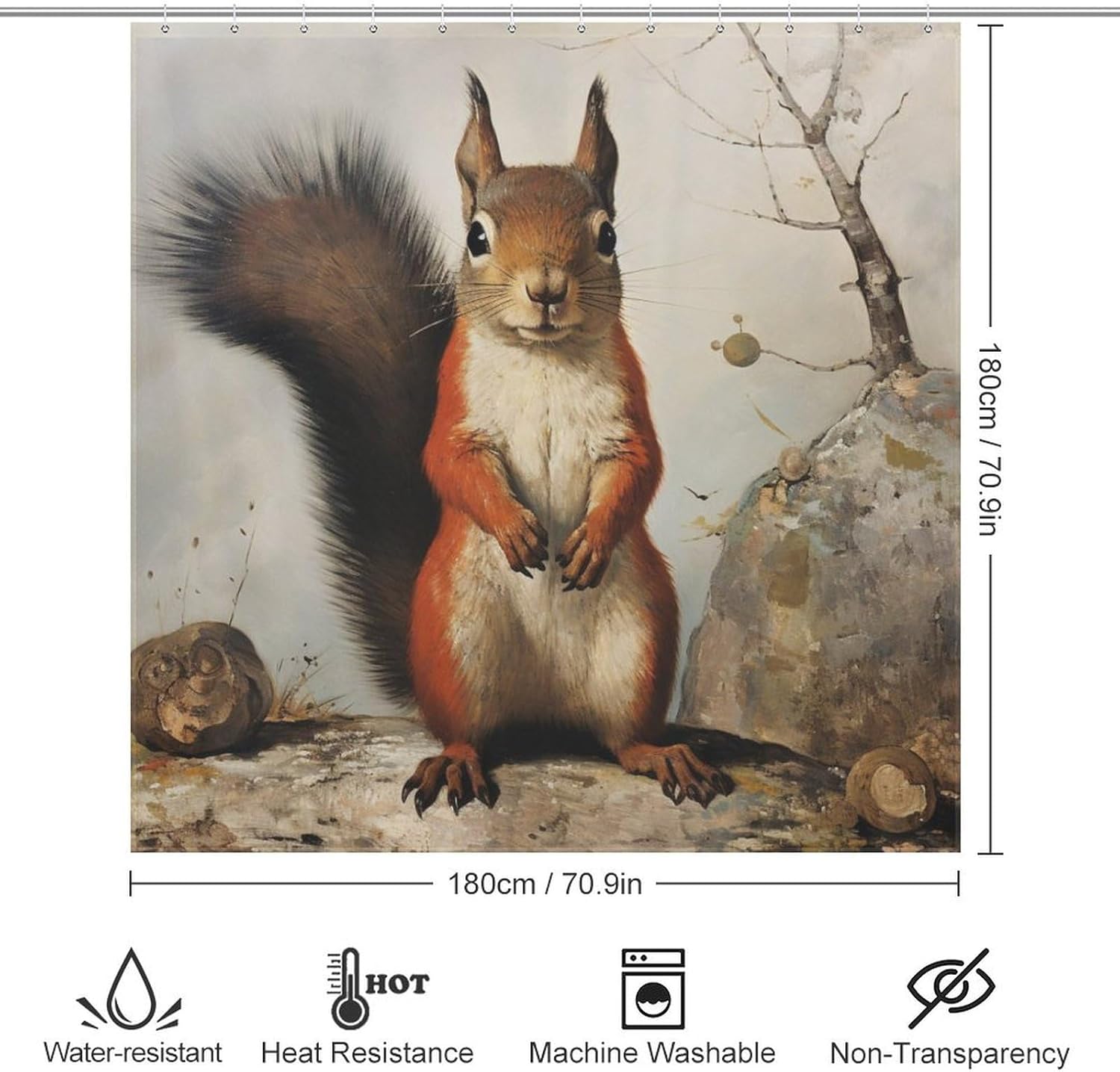 DAOWANGZUO Squirrel Shower Curtain Set