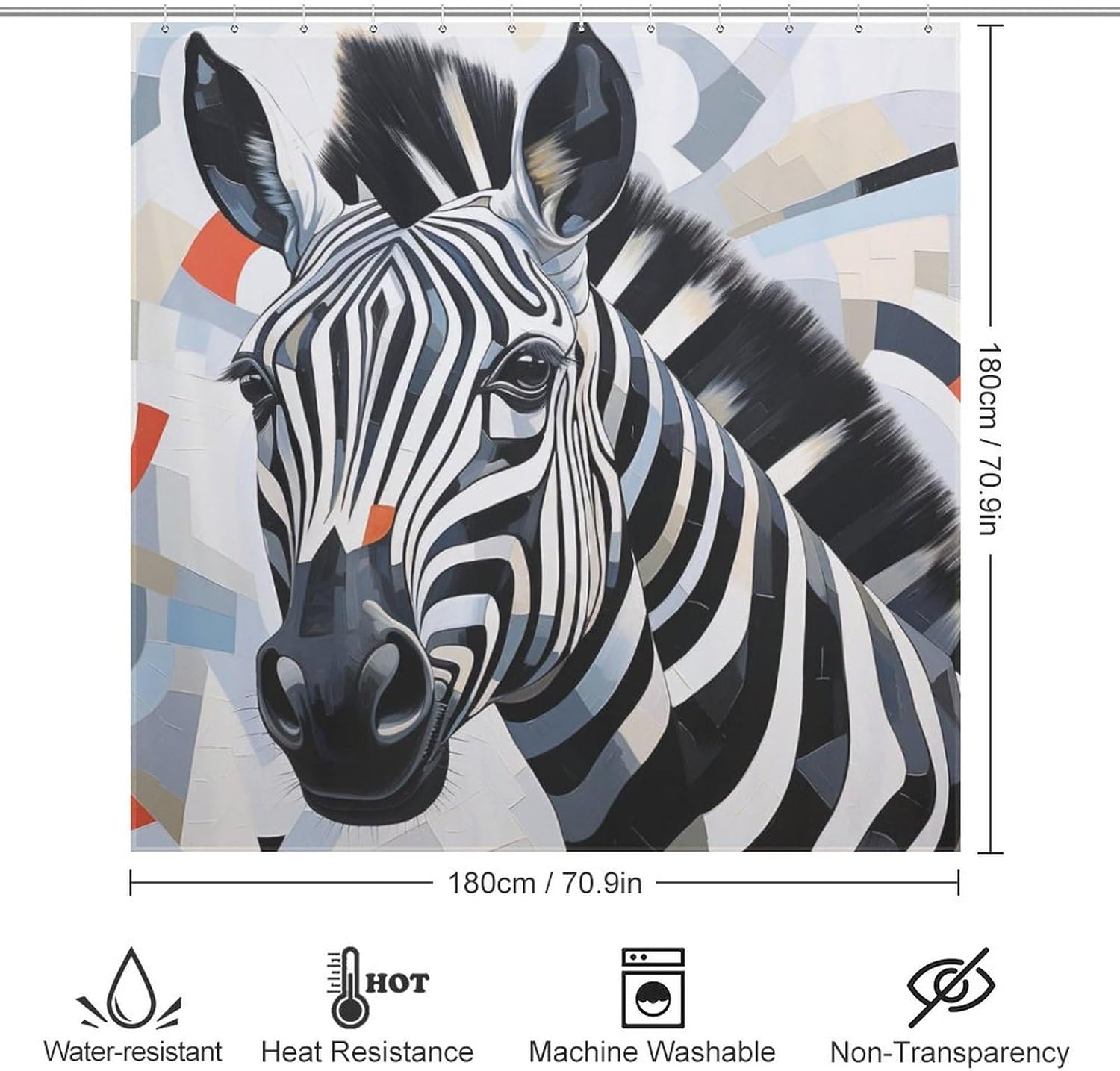 DAOWANGZUO Zebra Shower Curtain Set 72x72in