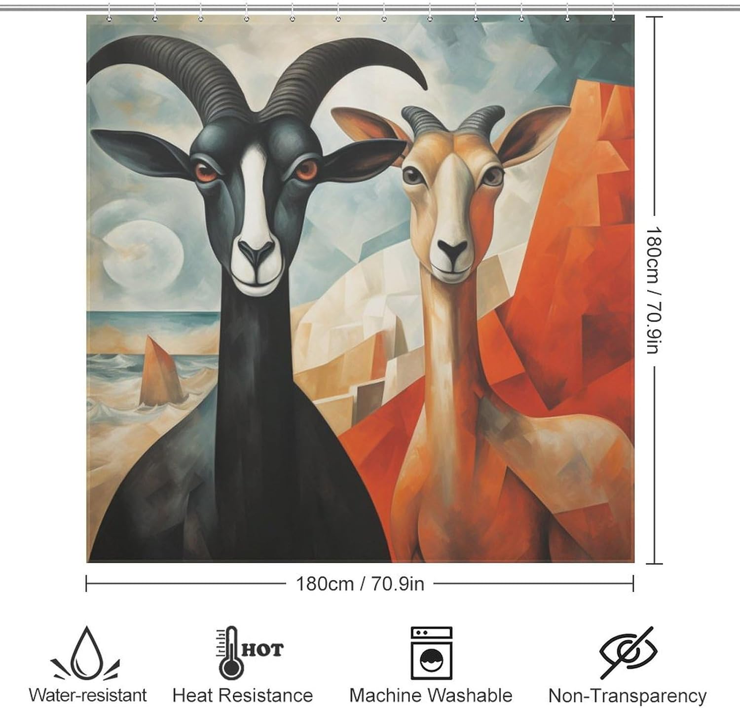 DAOWANGZUO Sheep Shower Curtain Set 72x72in 1