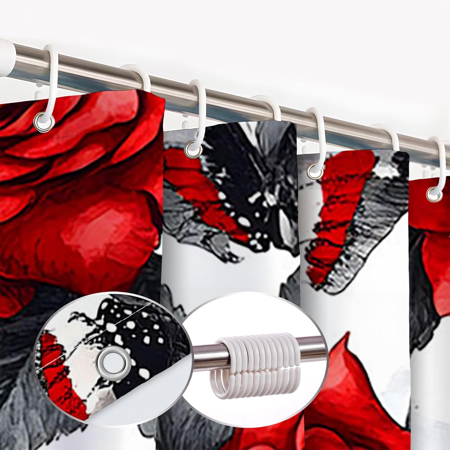 Gothic Skull Floral Shower Curtain 70x70 Inch