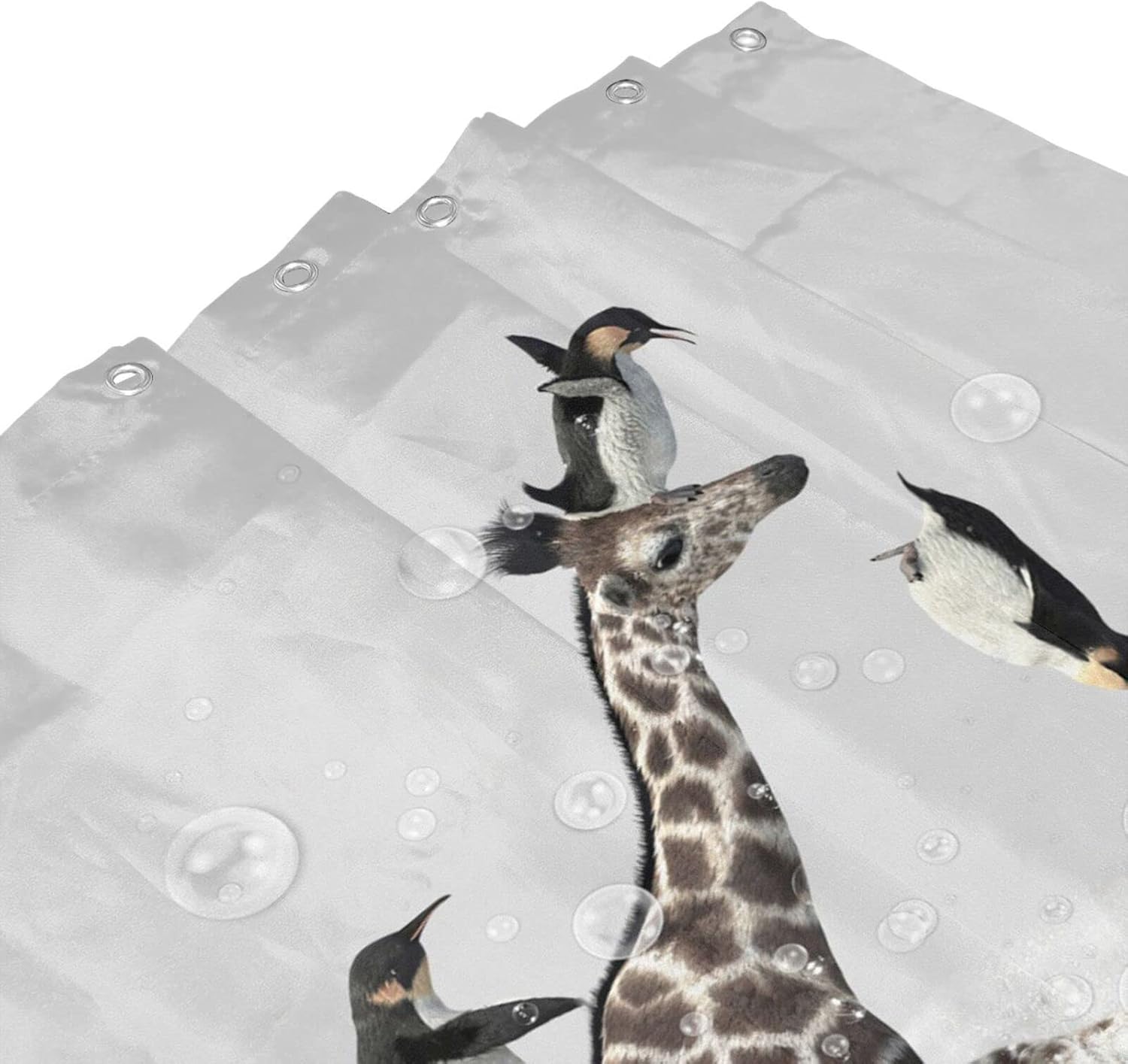 Banonaty Funny Giraffe Penguin Shower Curtain Set
