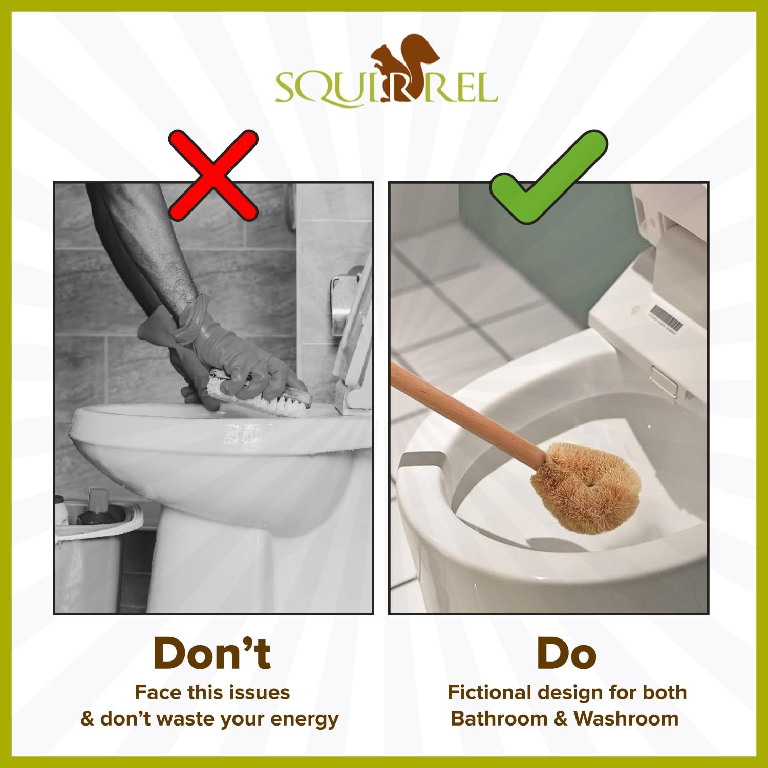 Squirrel Eco-Friendly Toilet Brush with Hanging Hook Pack of 2 1