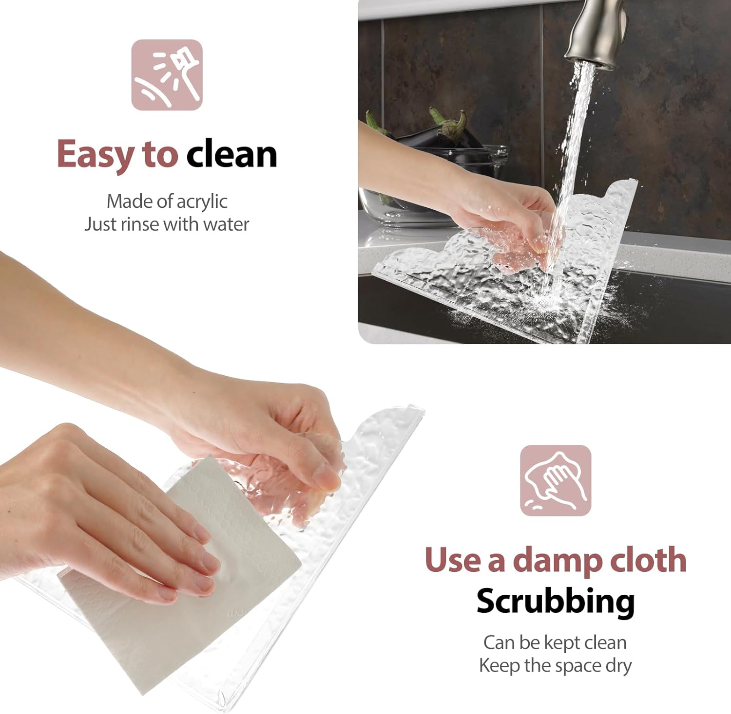 2Pcs Acrylic Shower Splash Guards with Silicone Base 1