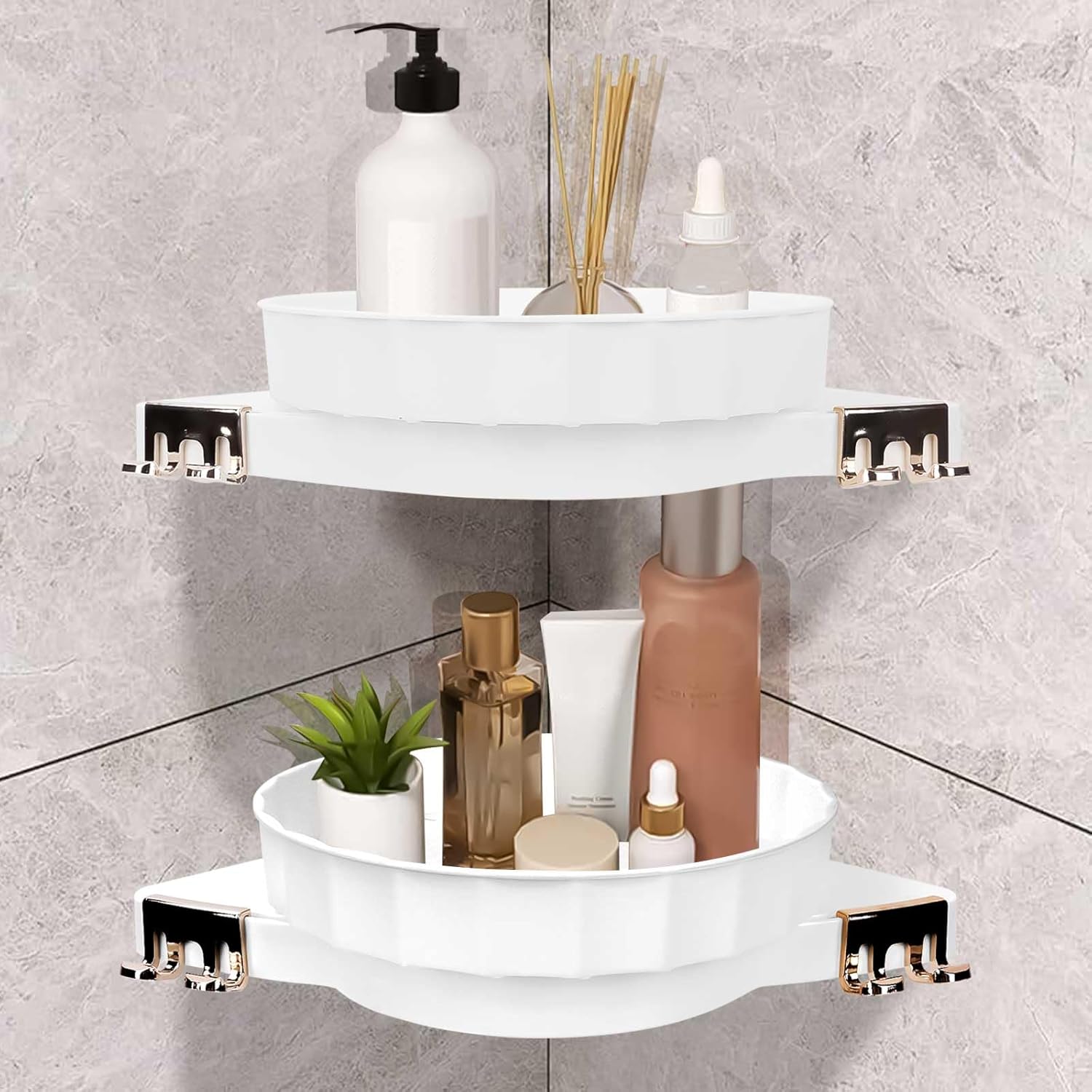360 Rotating Bathroom Storage Rack with Corner Design 1