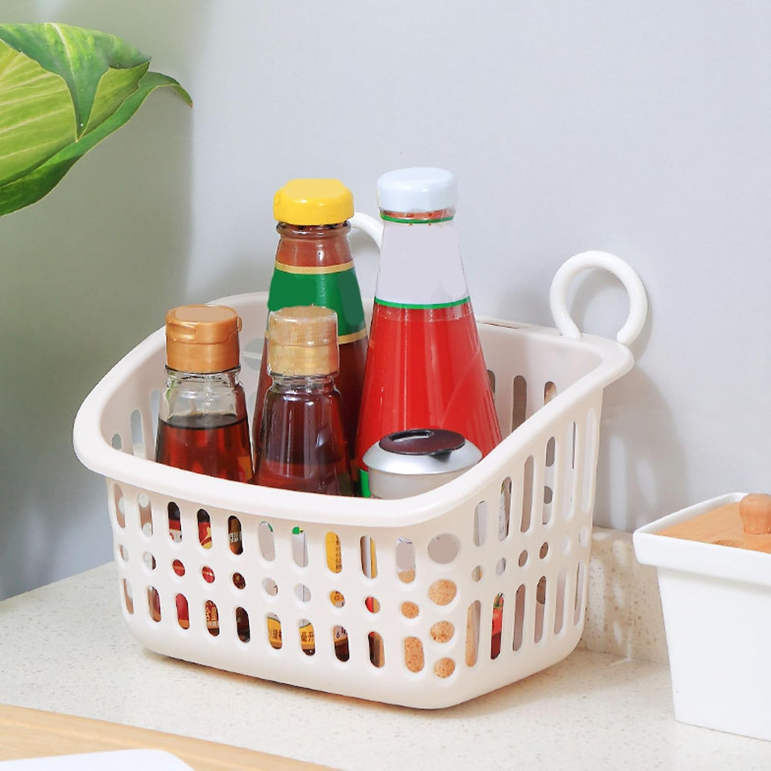 Plastic Shower Caddy with Hanging Hooks and Drainage Holes
