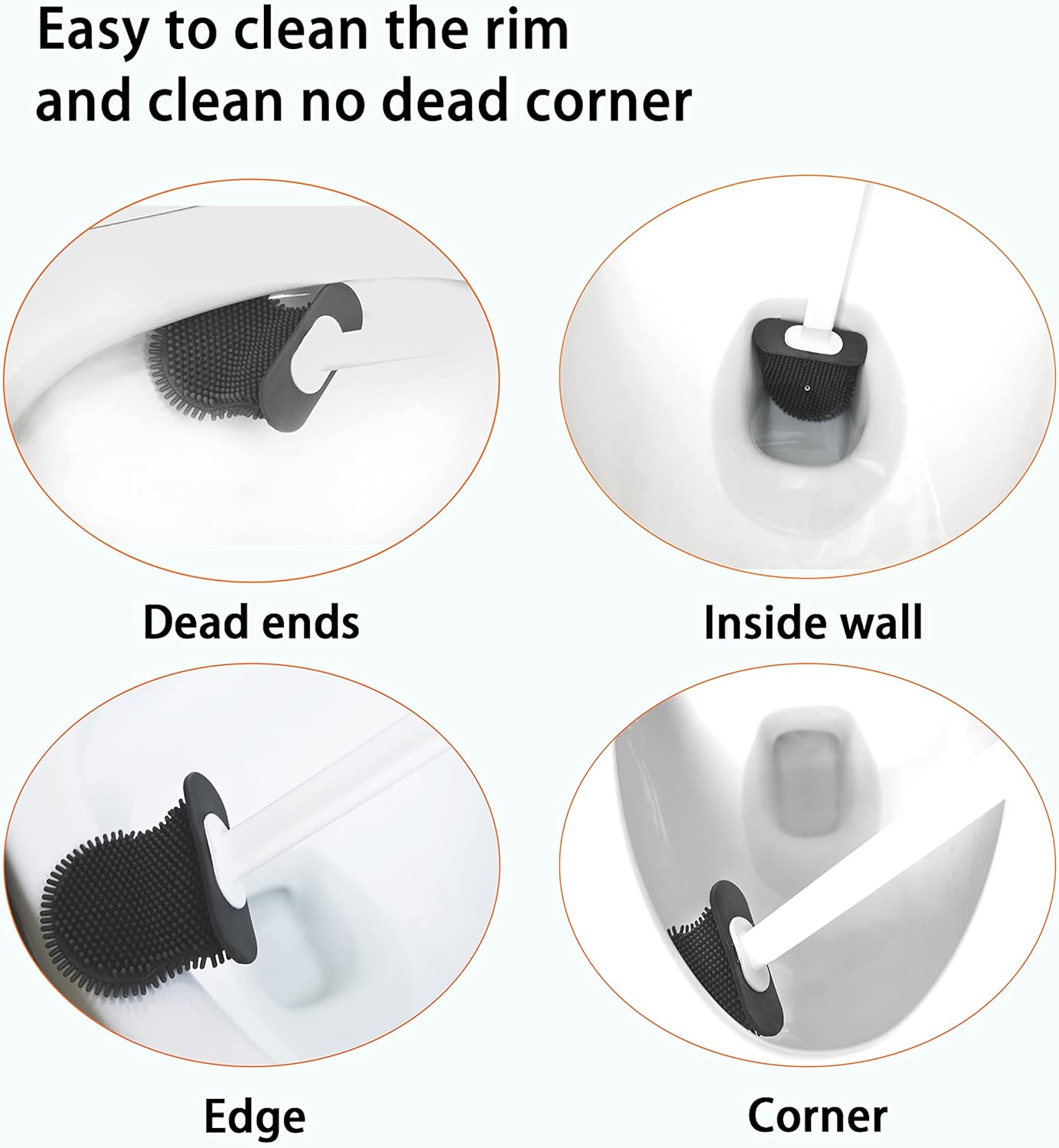 2 pcs Flexible Toilet Brushes with Holder Set