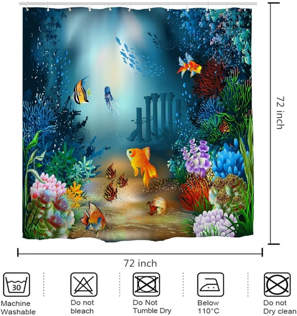 Goodbath Fish Shower Curtain 72x72 Waterproof 1