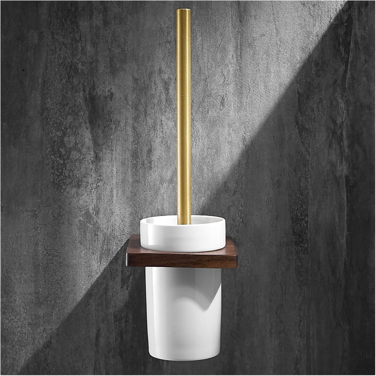 INPETS Toilet Brush Holder with Ceramic Cup and Aluminum Pole