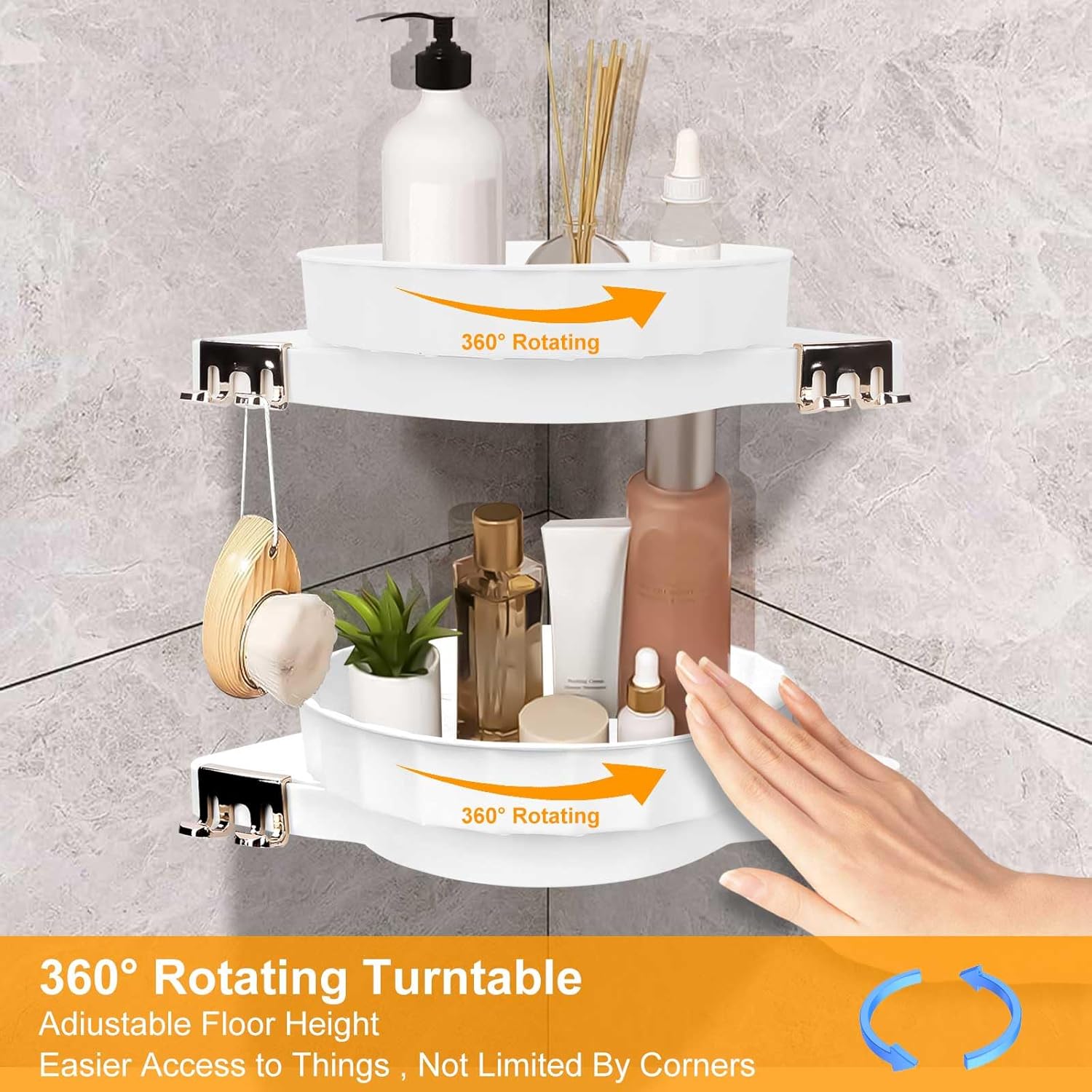 360 Rotating Bathroom Storage Rack with Corner Design 1