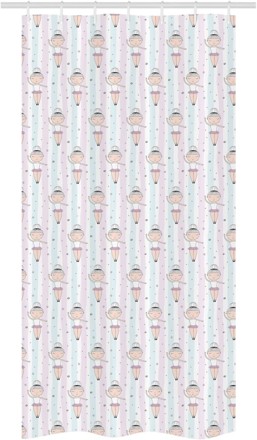 Ambesonne Ballerina Stall Shower Curtain Set - 36 x 72 Pale Pink Blue
