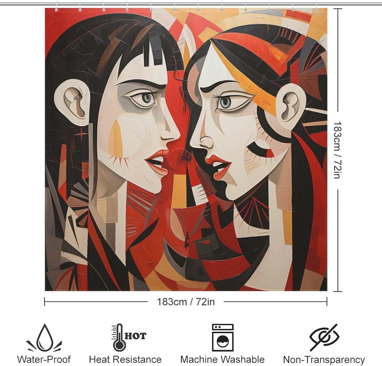 DAOWANGZUO Black Hair Girl Boho Shower Curtain Set
