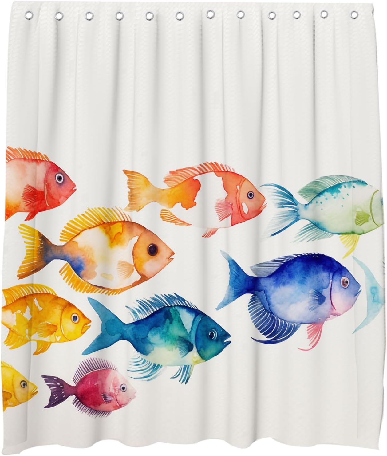 OTRANTO Cute Fish Shower Curtain Set