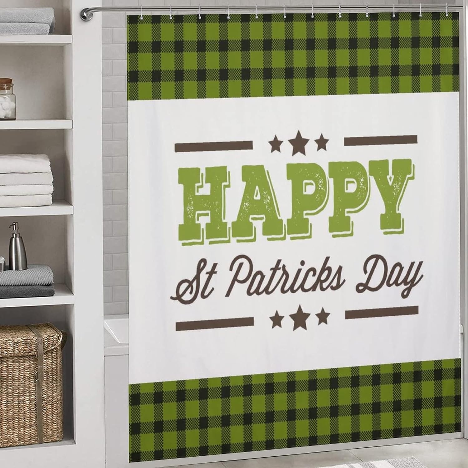 Happy St Patricks Day Shower Curtain with 12 Hooks