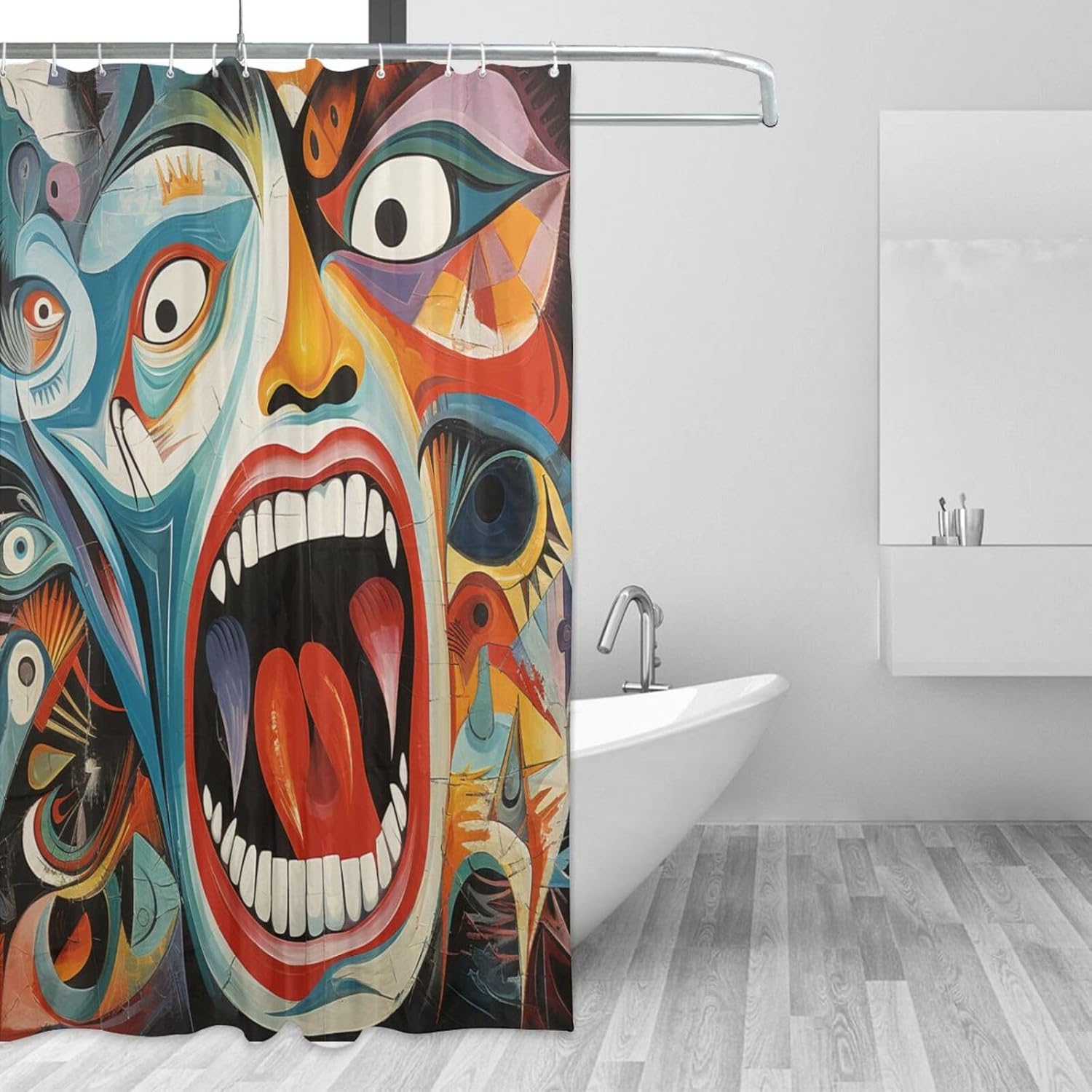 Laughing Boy Boho Shower Curtain Set with 12 Hooks 72x72in