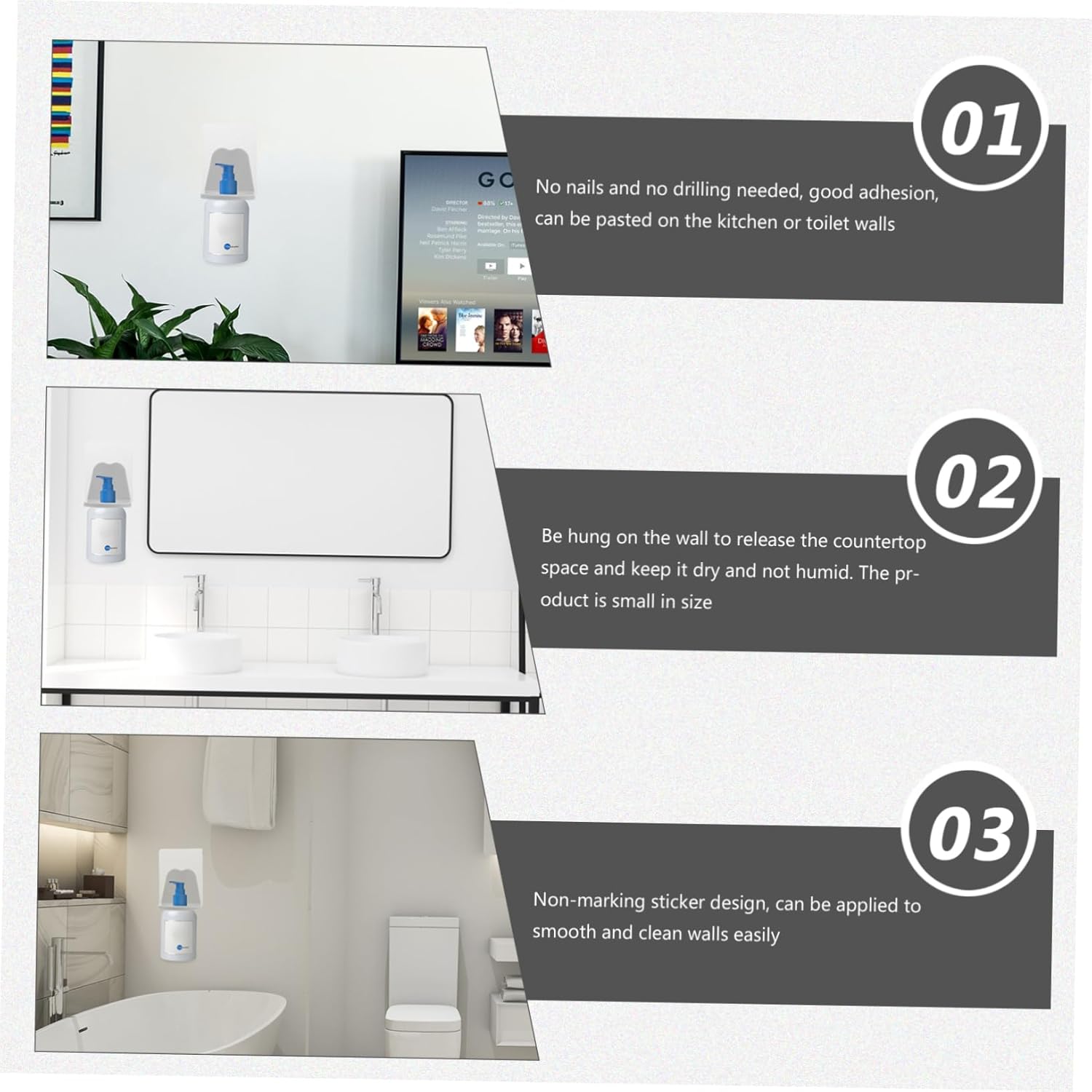 10pcs Adhesive Toilet Shelf Hooks No Drill Bathroom Organizer