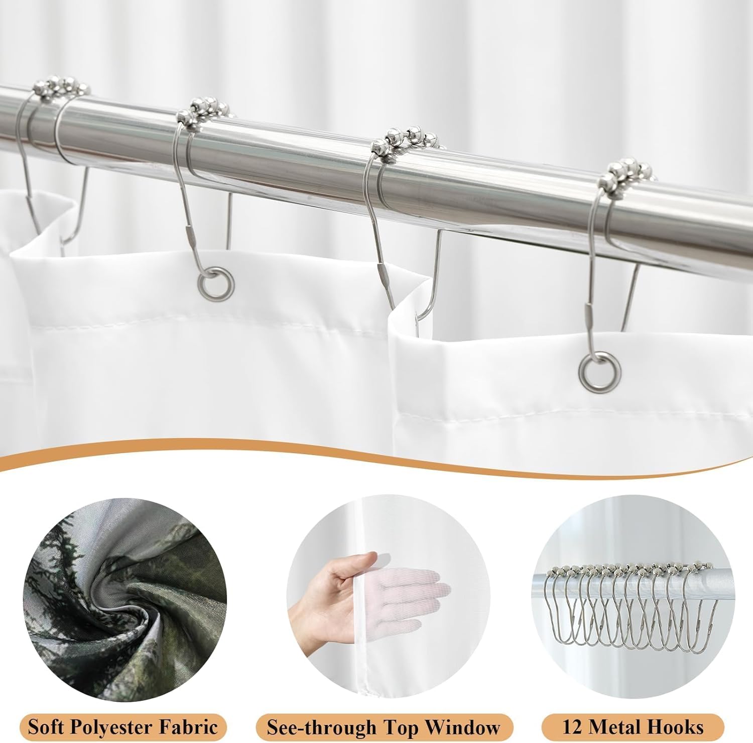 ORTIGIA Misty Forest Shower Curtain Set with Liner and Hooks