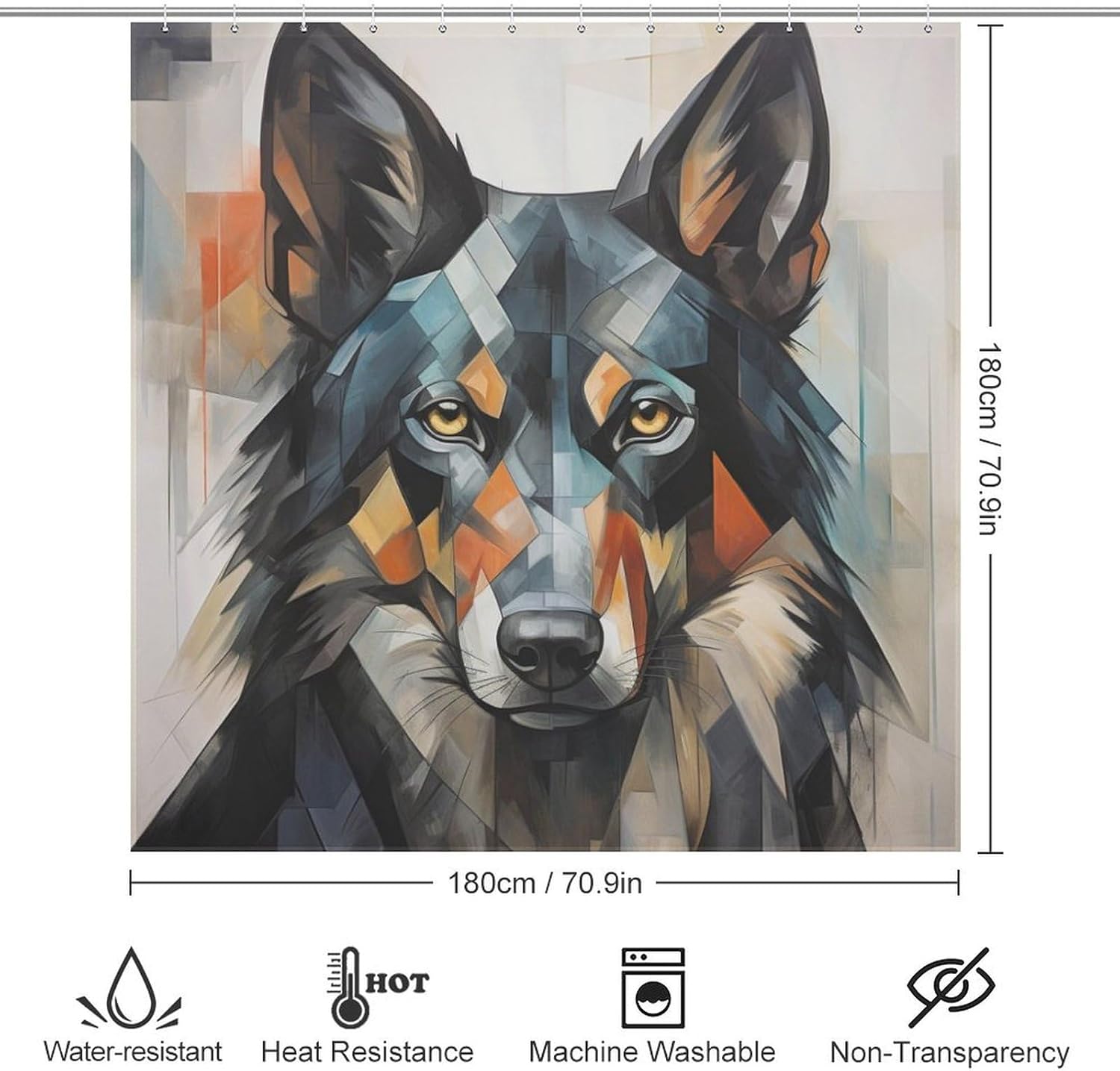 DAOWANGZUO Black Dog Shower Curtain Set 72x72in