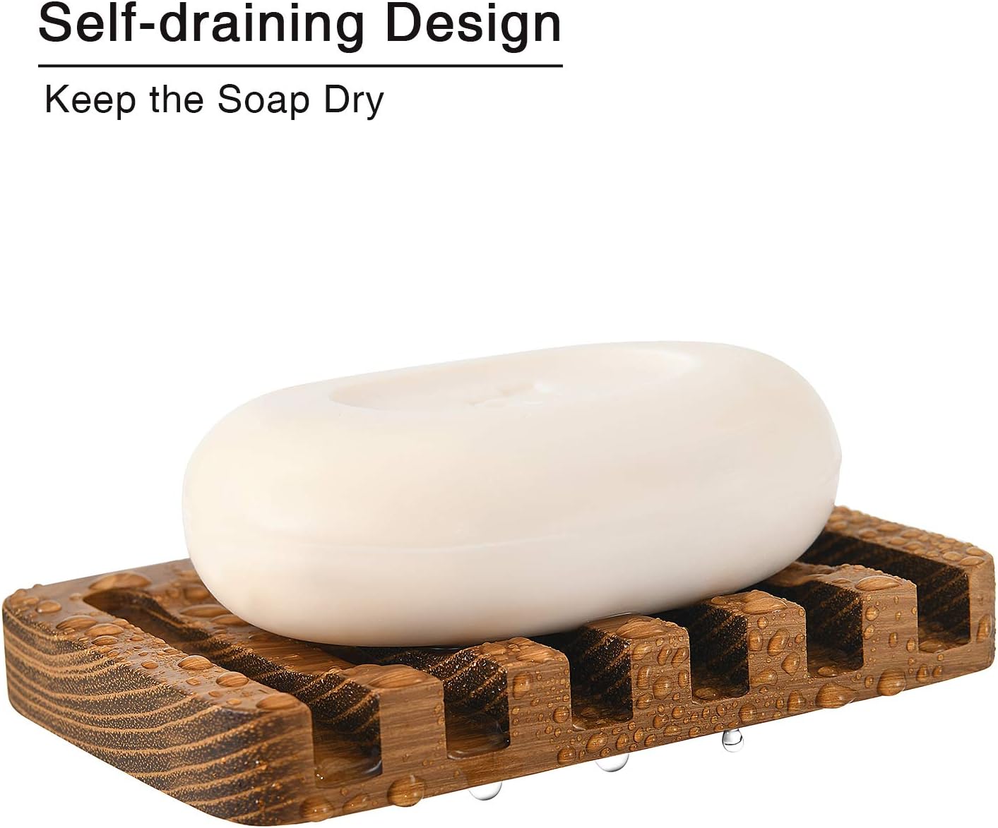 SUBEKYU Wooden Soap Dish with Self Draining Tray 1