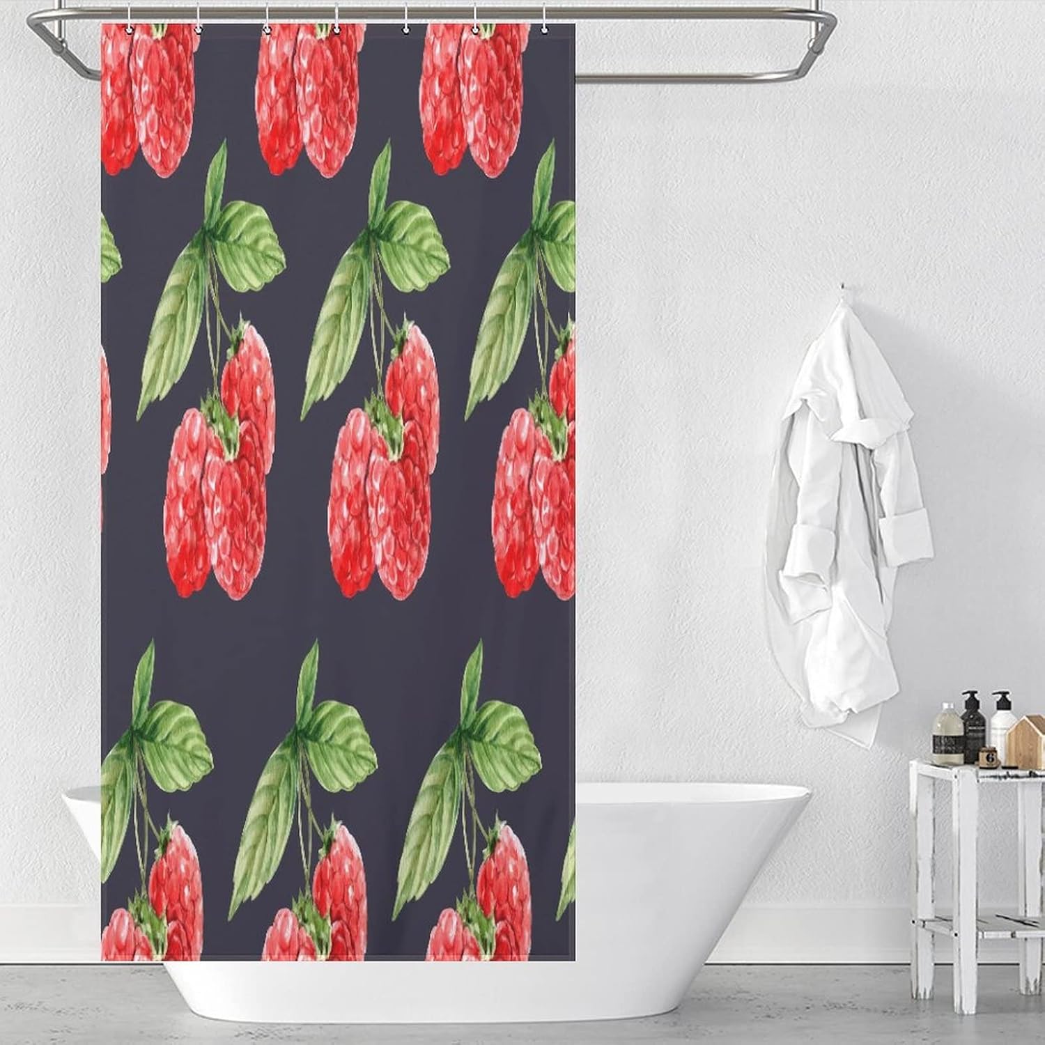 Sweet Natural Food Strawberry Shower Curtain with 12 Hooks