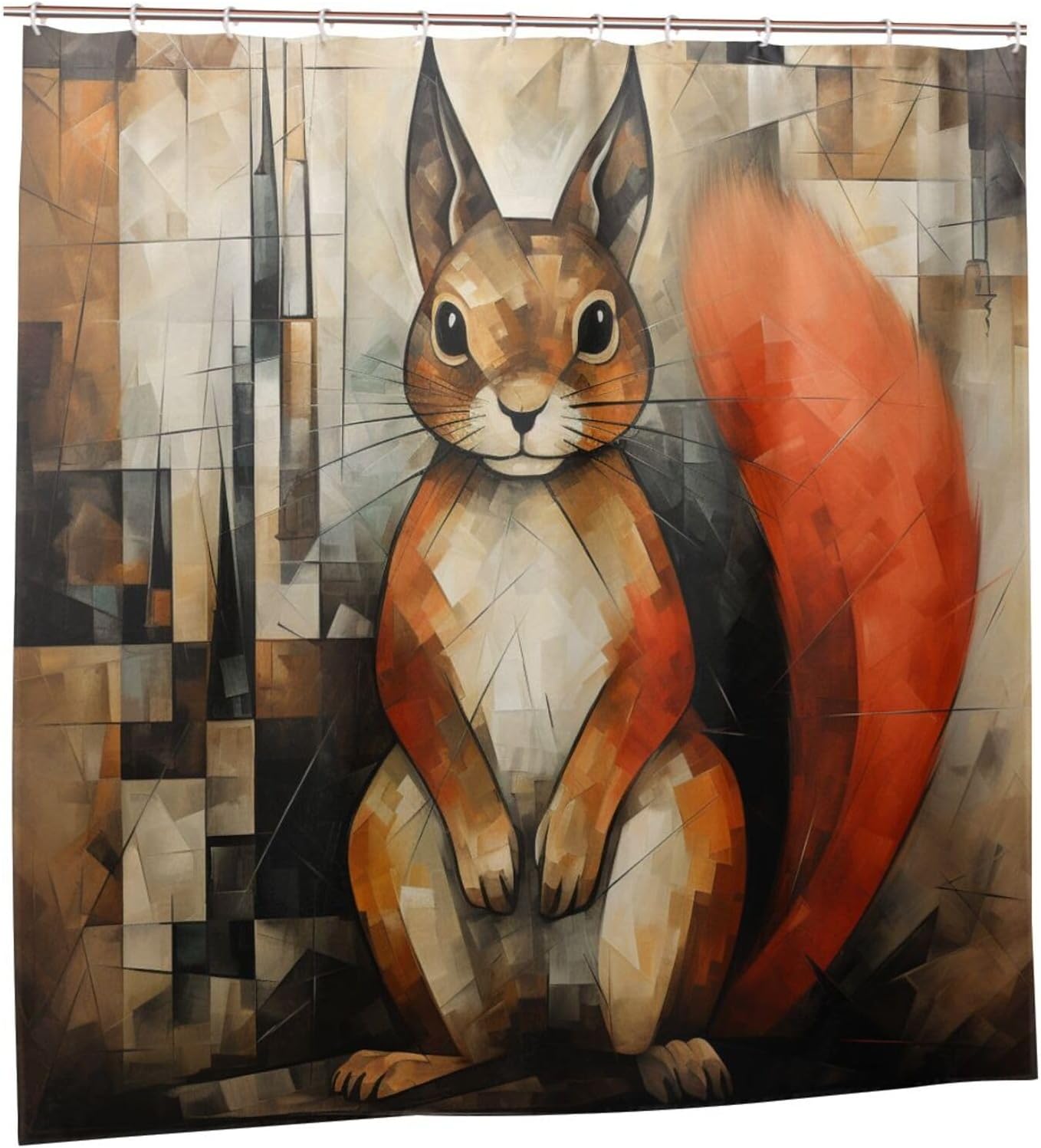 Squirrel Shower Curtain Set with 12 Hooks 72x72in 1