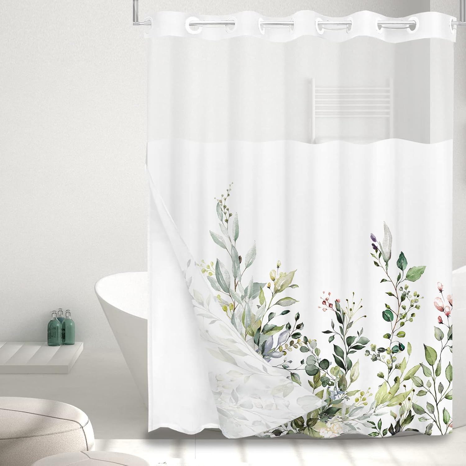 Tititex Snap-In Liner Shower Curtain Set 72x72 Inch