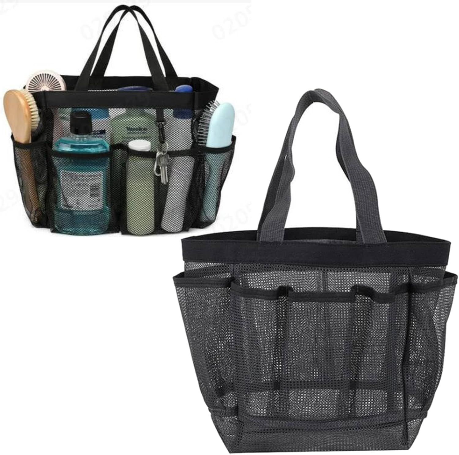 Mesh Shower Caddy Tote with 8 Pockets and Durable Handle