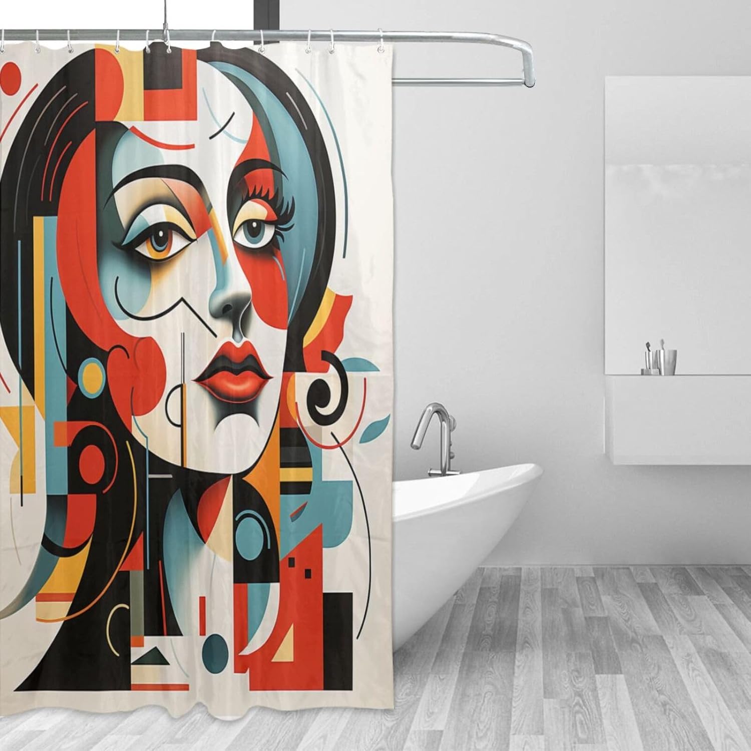 DAOWANGZUO Abstract Girl Boho Shower Curtain Set 72x72in